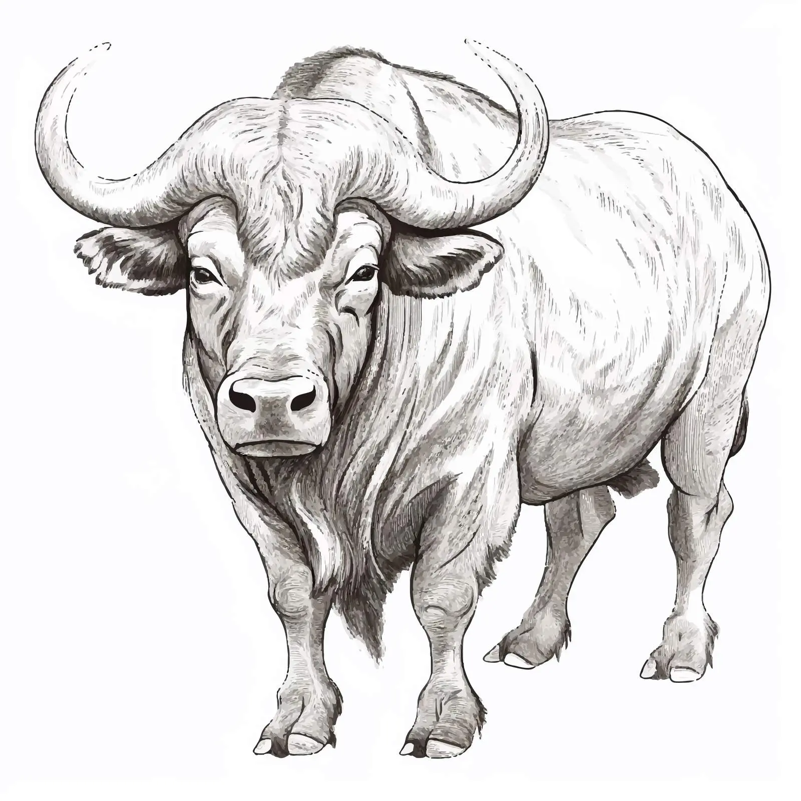 Buffalo Sketch Vector Illustration on White Background — free download from Dotvec