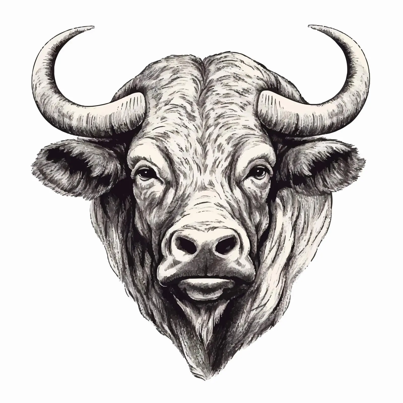 Buffalo Vector Sketch Illustration on White Background – free rendered image from Dotvec