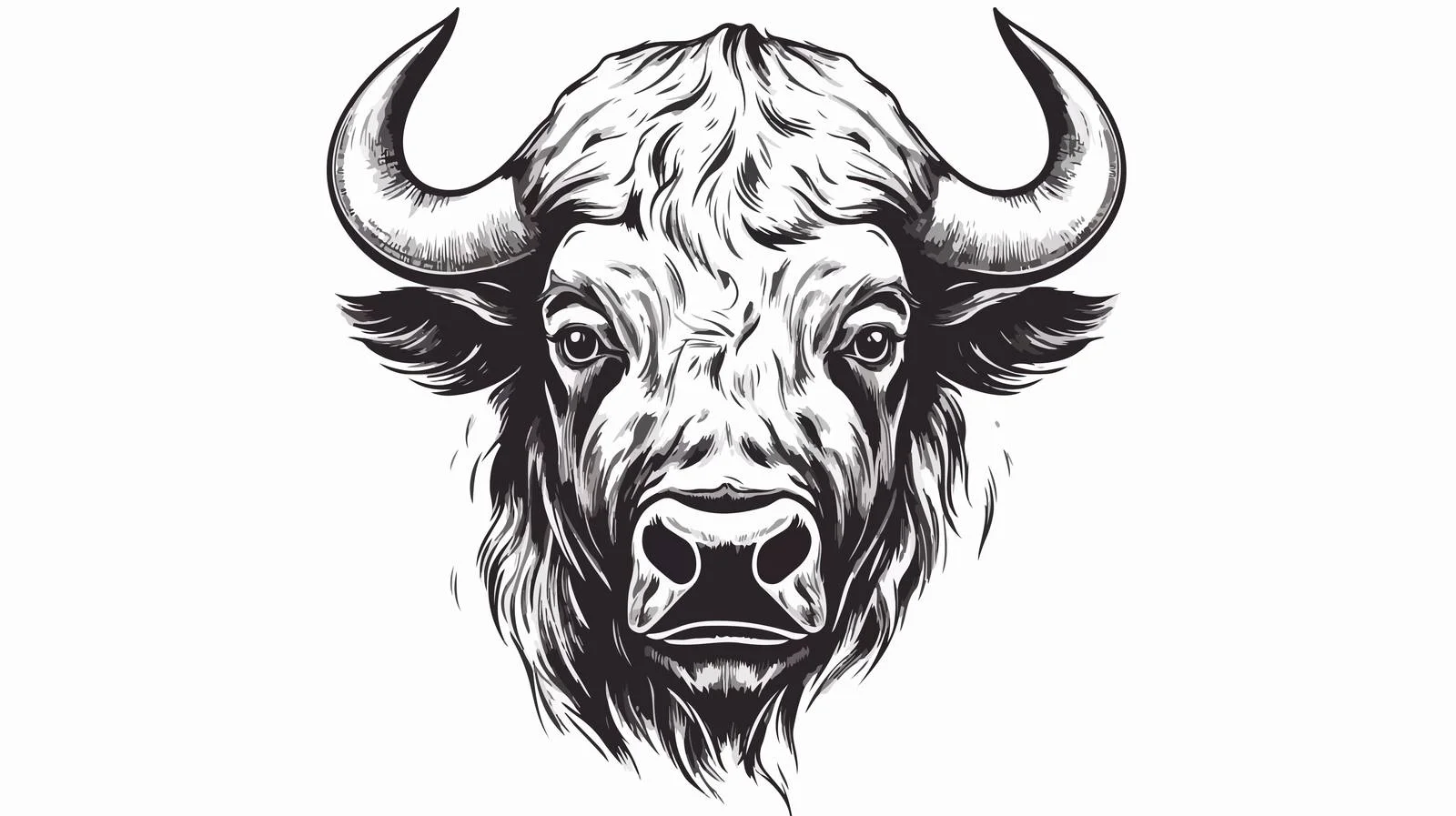 Hand-Drawn Buffalo Portrait Logo — free download from Dotvec