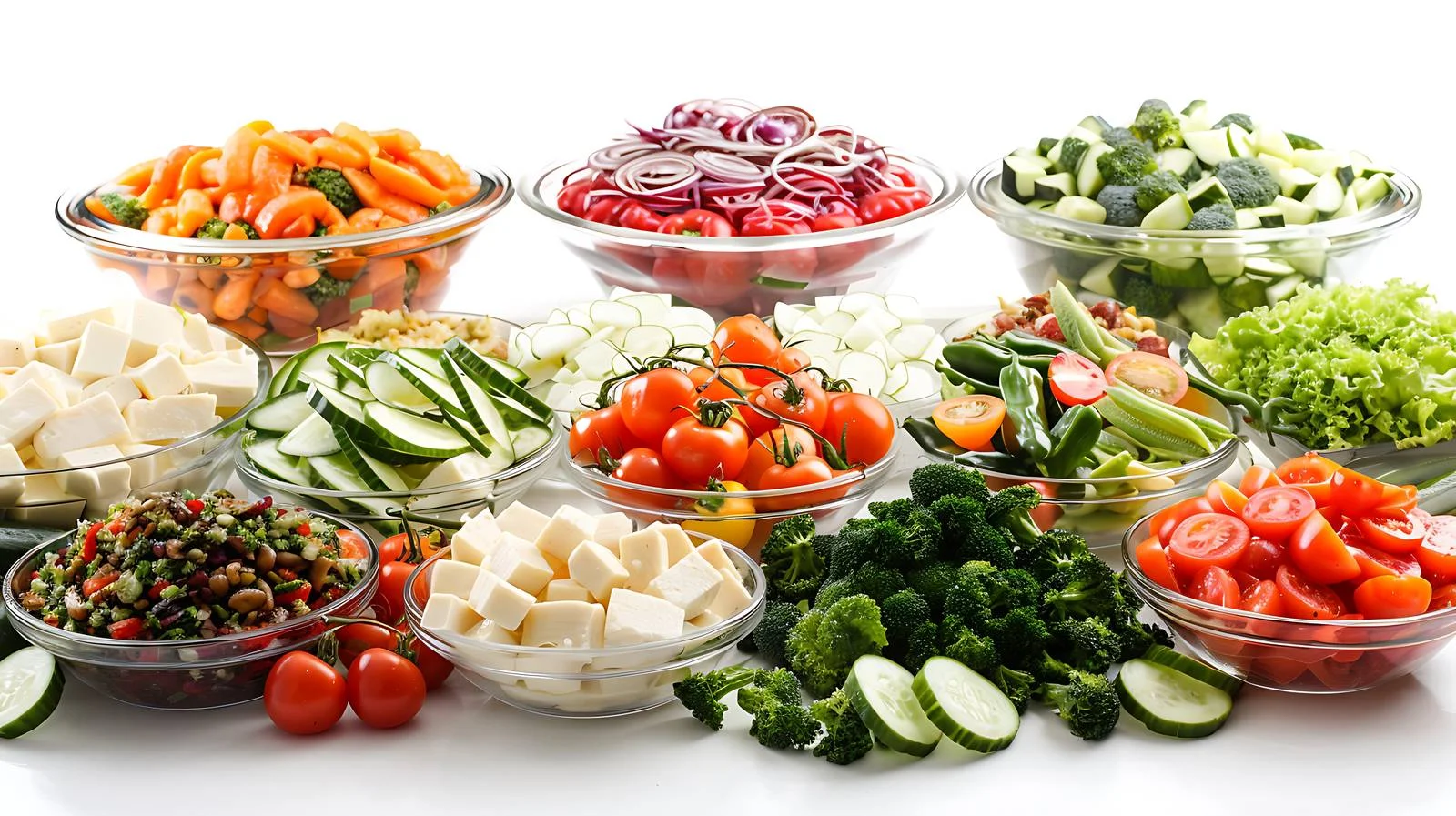Variety of Fresh Salads on Buffet Table — free download from Dotvec