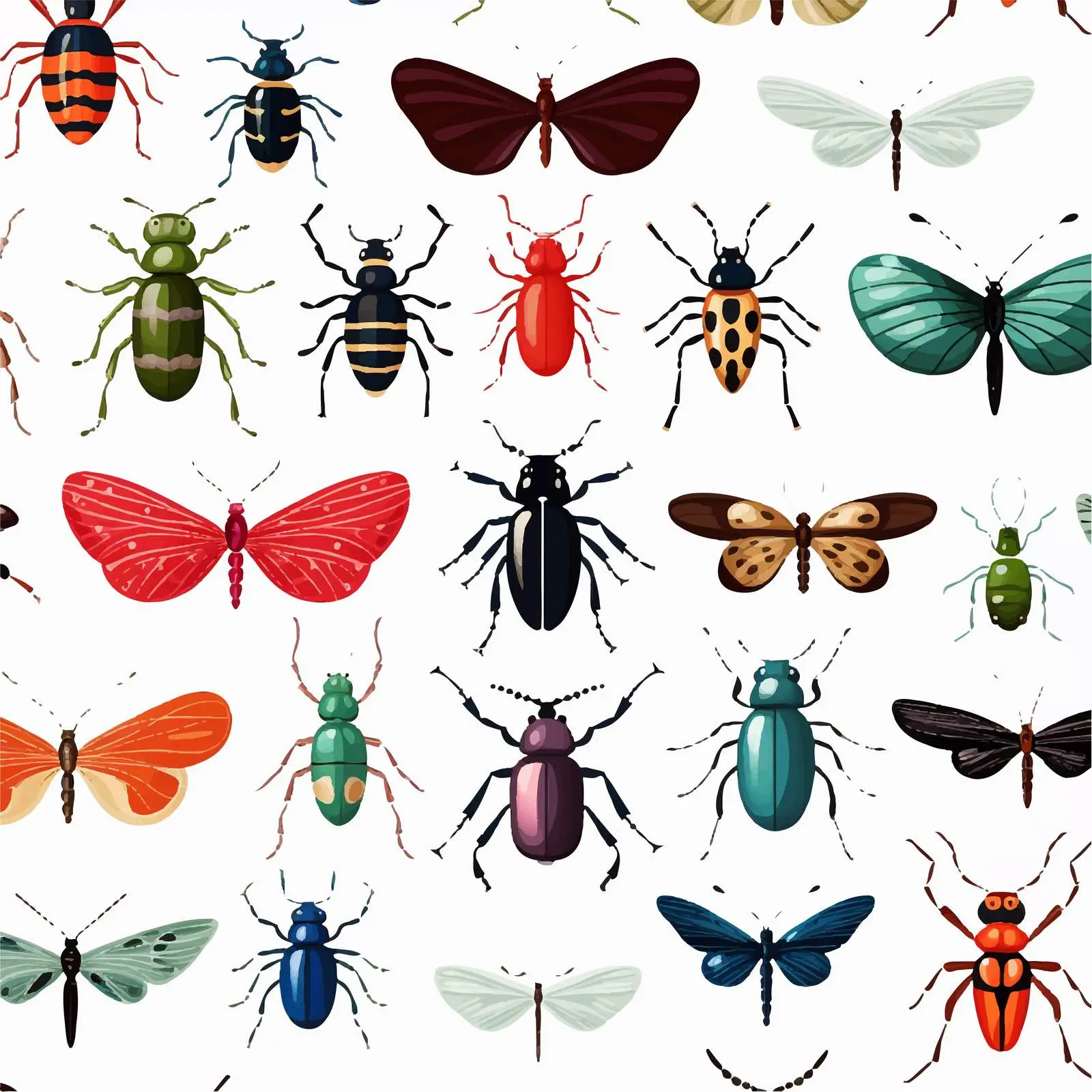 Seamless Bugs and Beetles Vector Pattern — free download from Dotvec