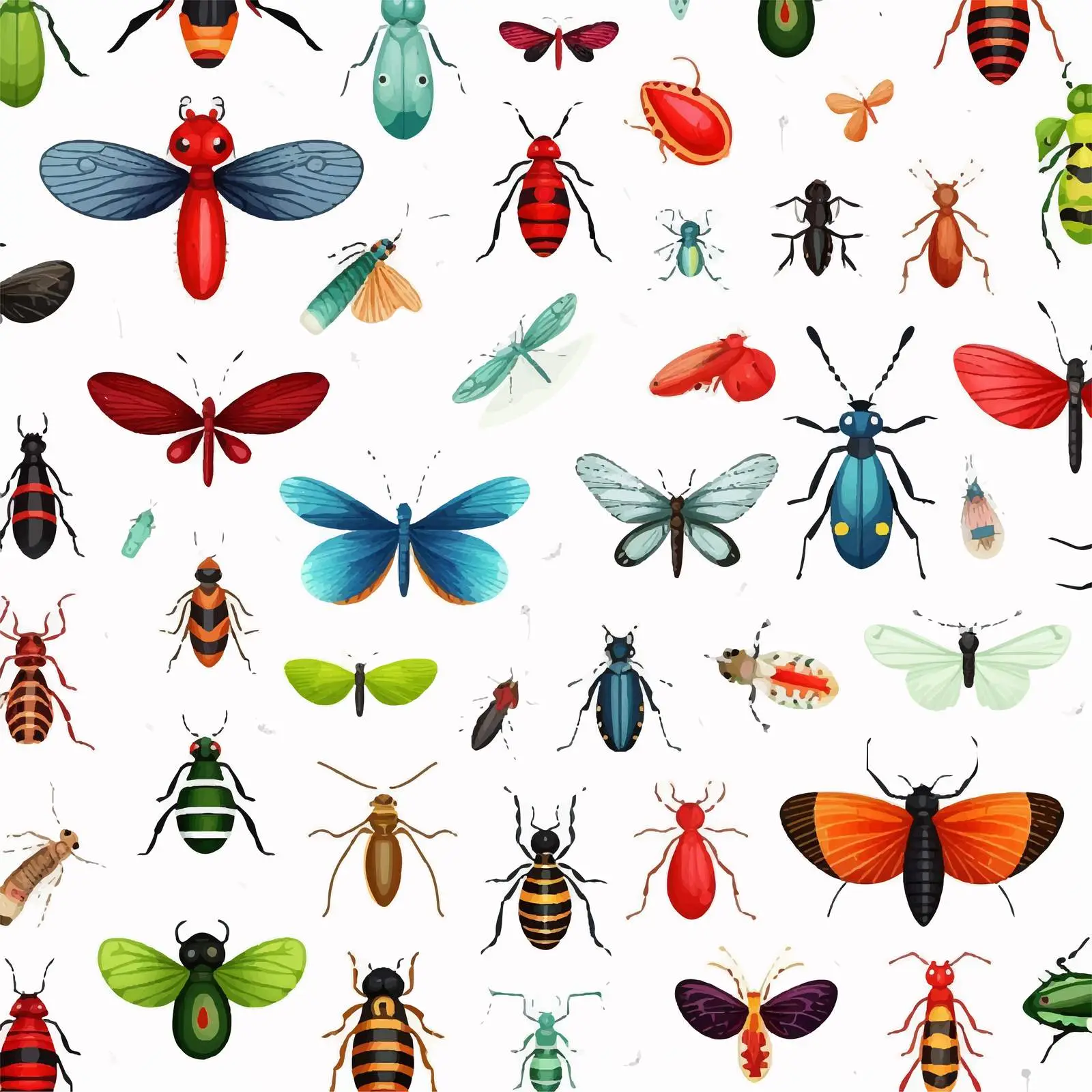 Seamless Vector Pattern of Bugs and Beetles — free download from Dotvec