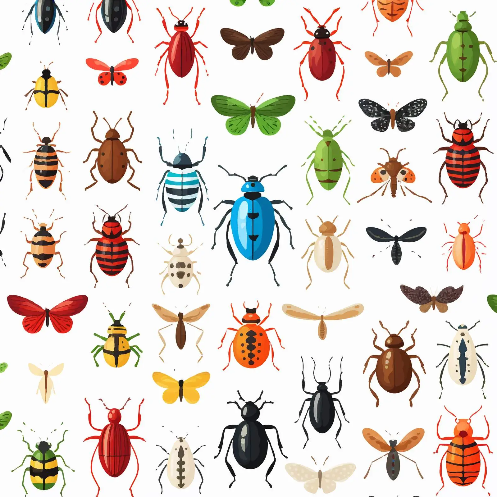 Seamless Bugs and Beetles Vector Pattern — free download from Dotvec