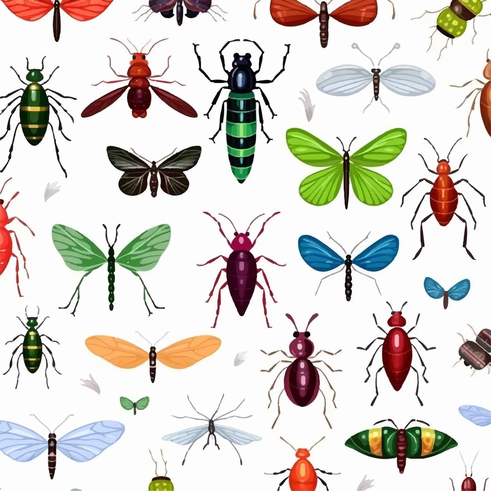 Seamless Bugs and Beetles Vector Pattern — free download from Dotvec