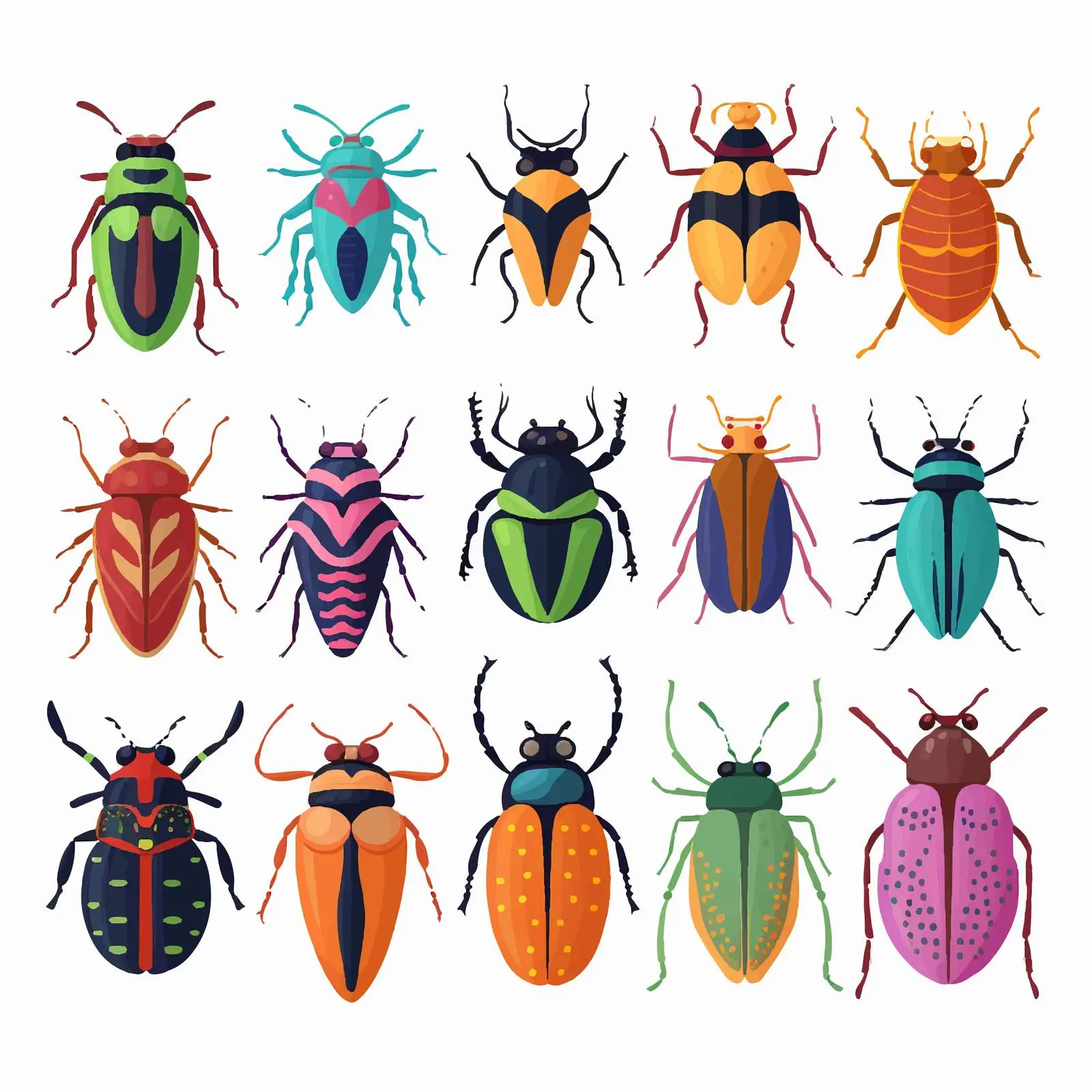 Colorful Stag Beetle and Wasp Vector Art — free download from Dotvec