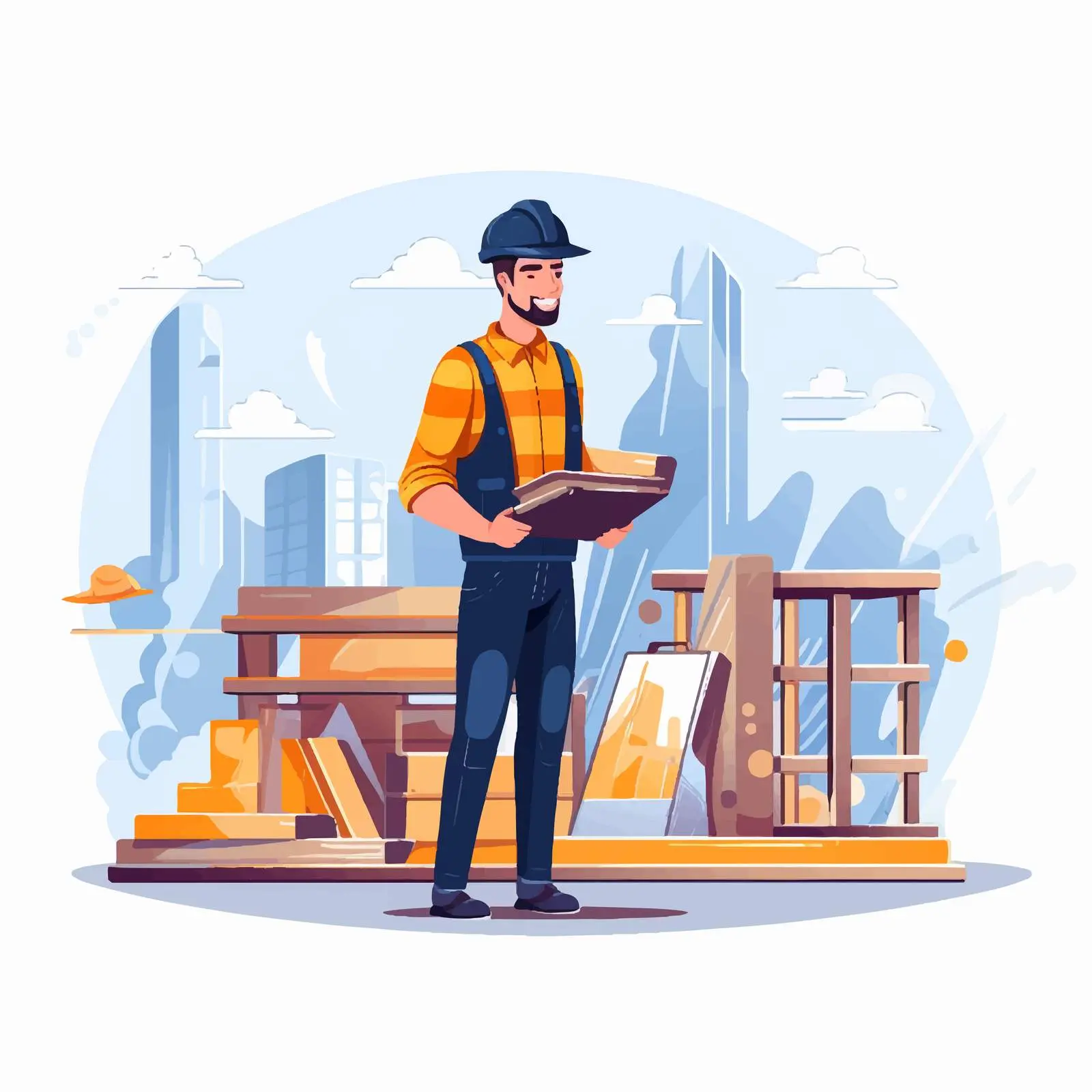 Builder and Architect Collaborating on Construction Project – free construction tools image from Dotvec