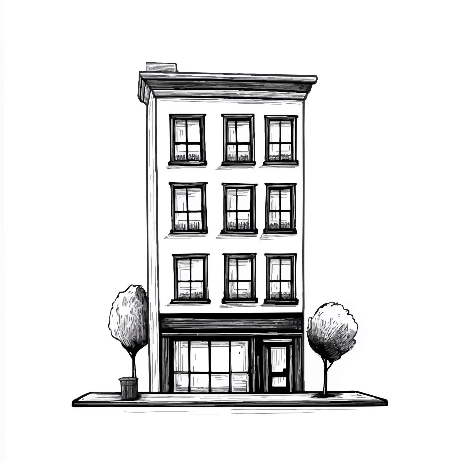 Black and White Building Illustration — free download from Dotvec