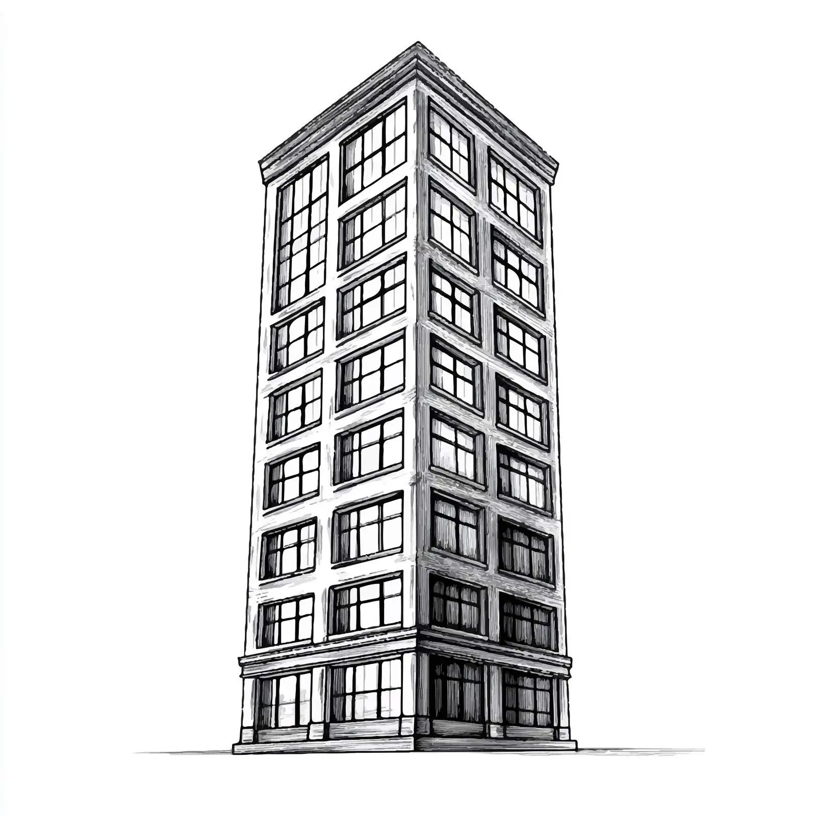 Black and White Cartoon Building Vector — free download from Dotvec