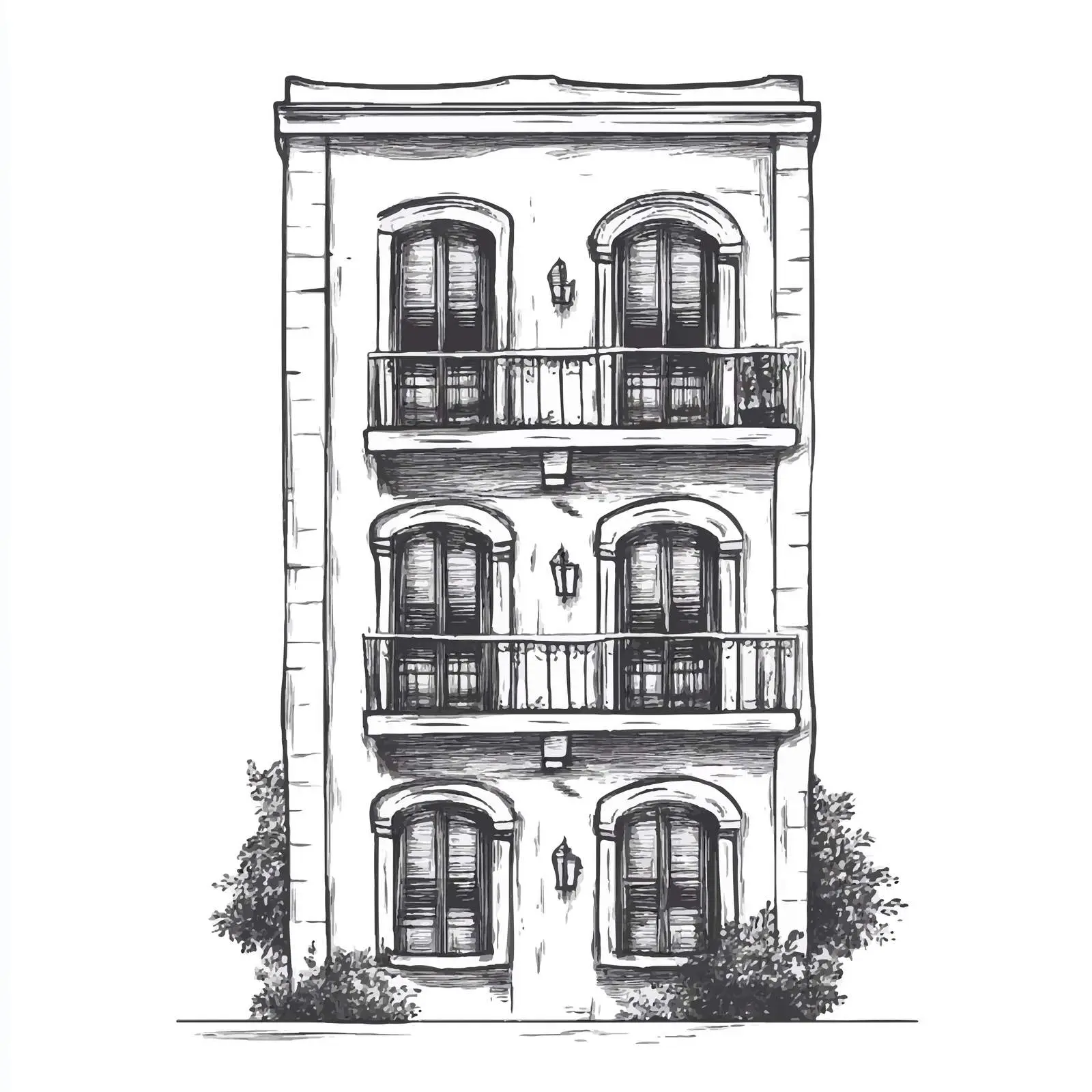 Black and White Building Vector Illustration — free download from Dotvec