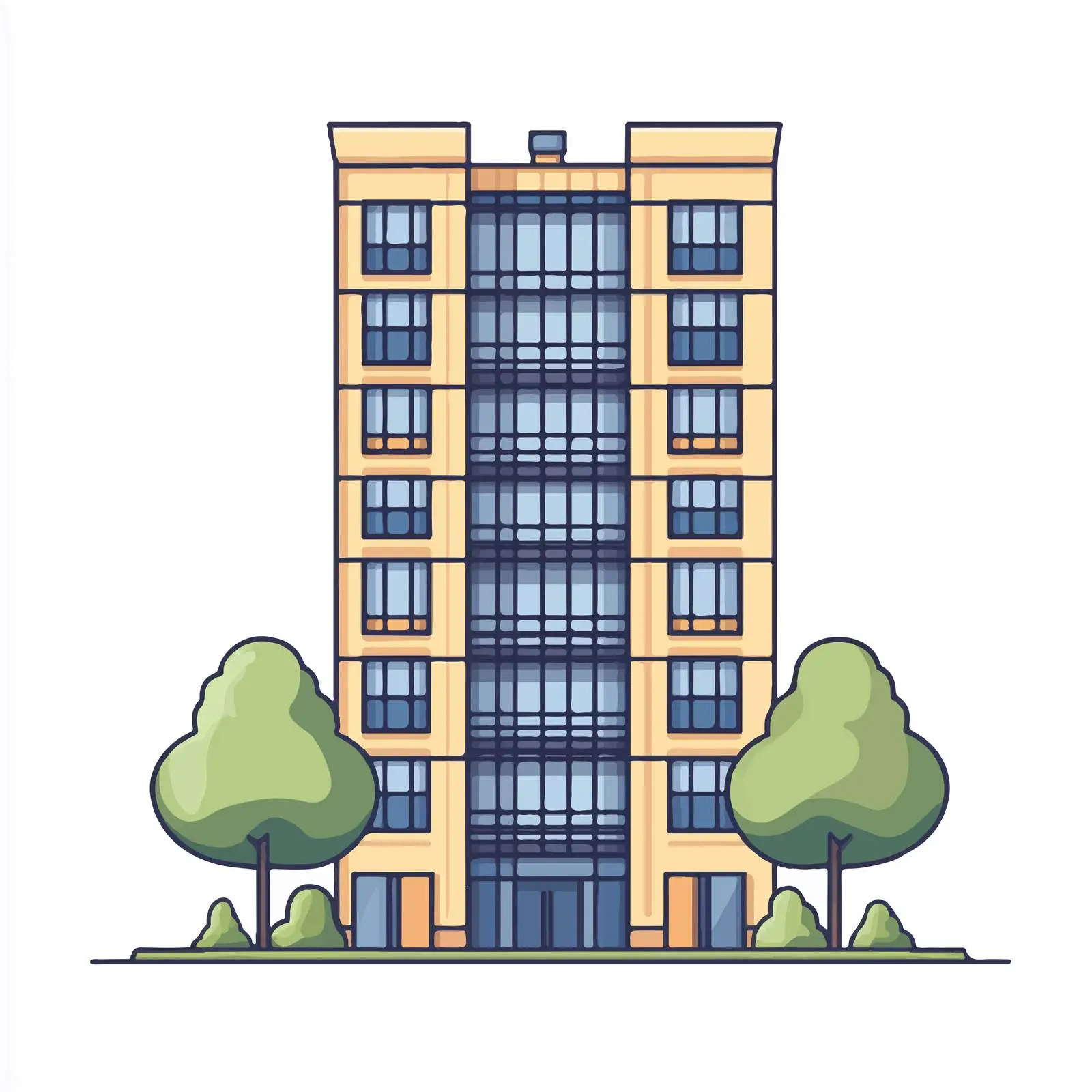 Hand-Drawn Cartoon Building Illustration — free download from Dotvec