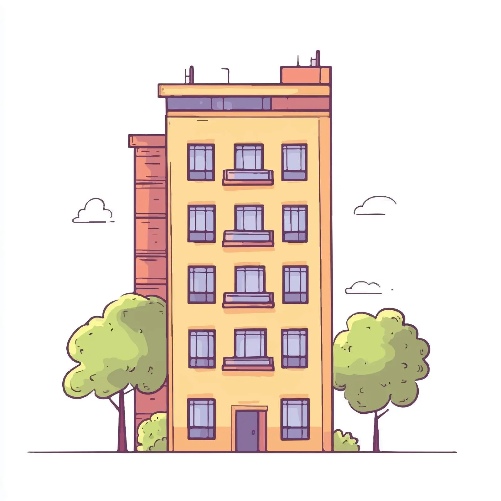 Hand-Drawn Cartoon Building Vector — free download from Dotvec