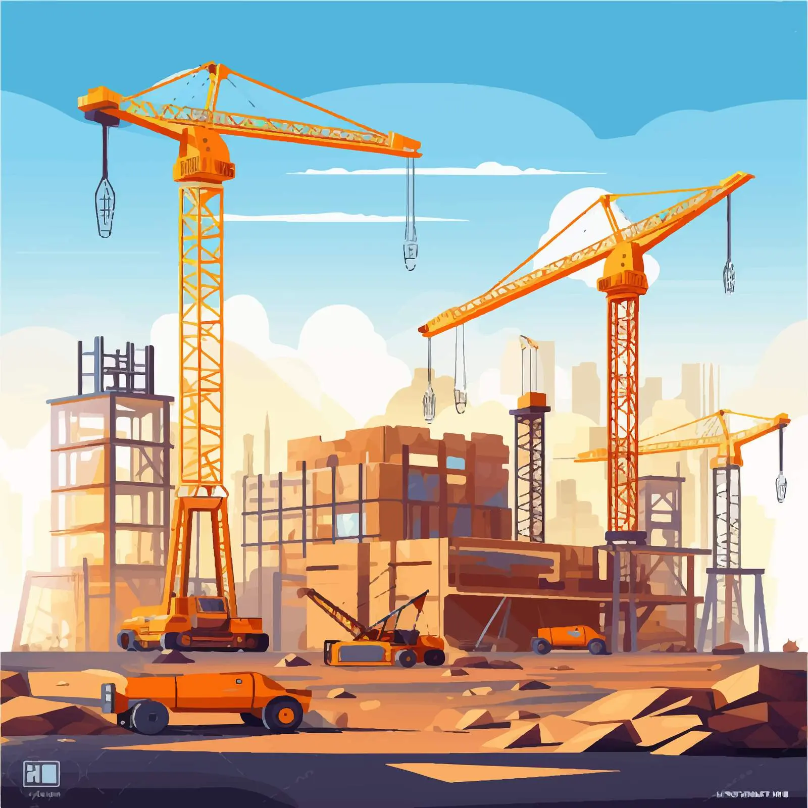 Building Construction Site Vector Illustration Background — free download from Dotvec