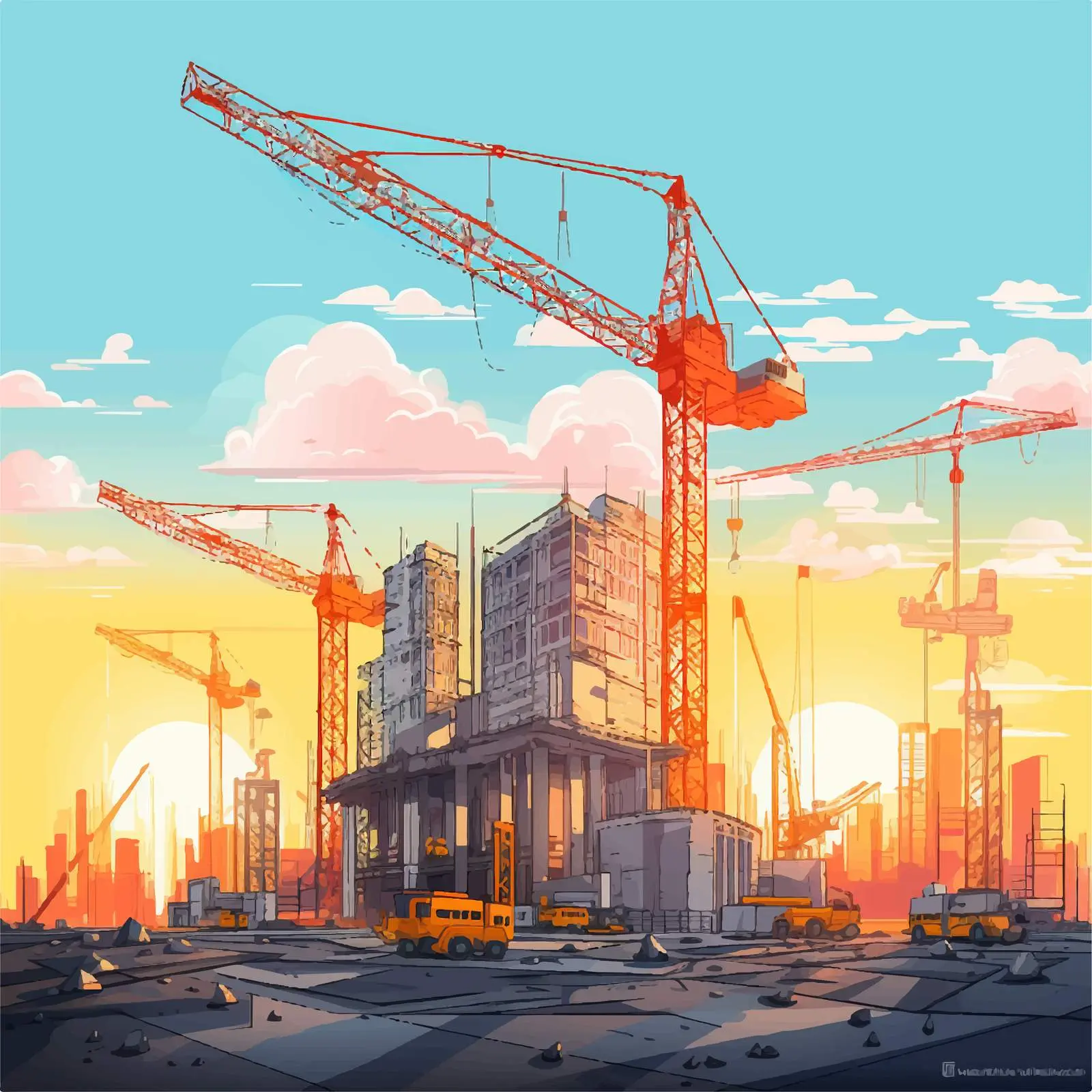 Vector Illustration of Building Construction Site — free download from Dotvec