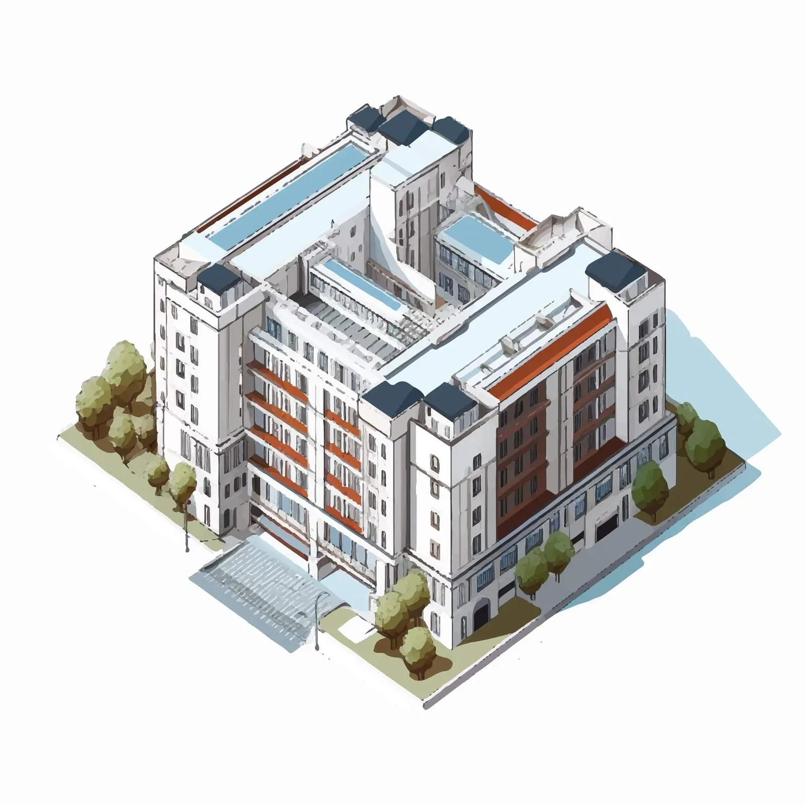 Vector Illustration of Building Line on White Background — free download from Dotvec