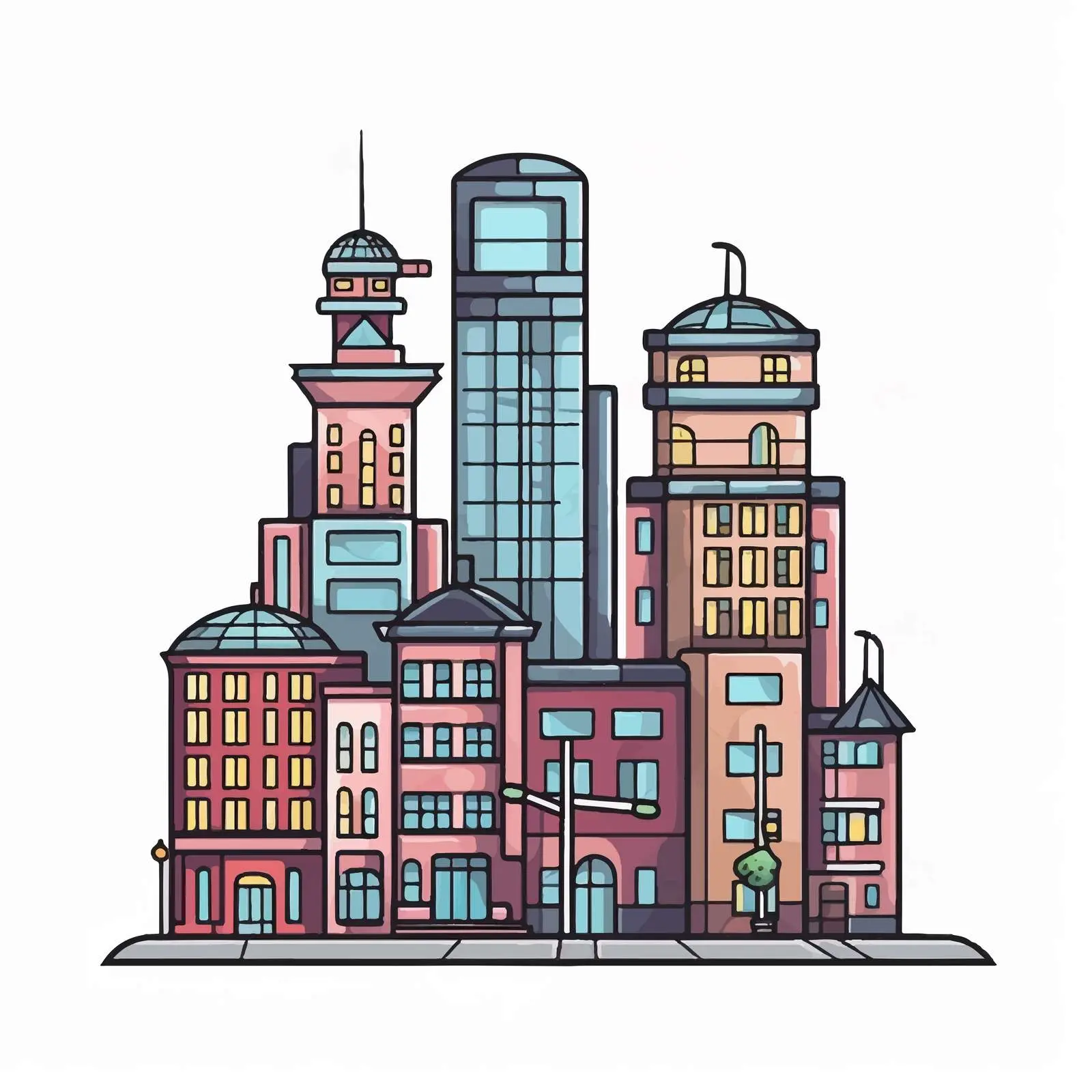 Cartoon Vector Cityscape Icon Illustration – free scraper image from Dotvec