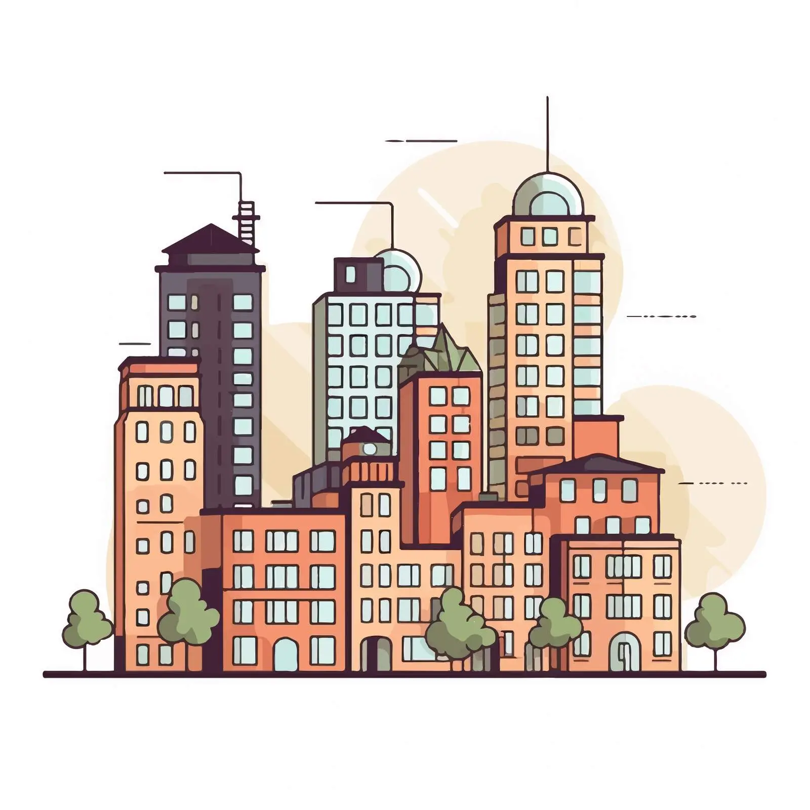 Cartoon Cityscape Vector Illustration Icon — free download from Dotvec