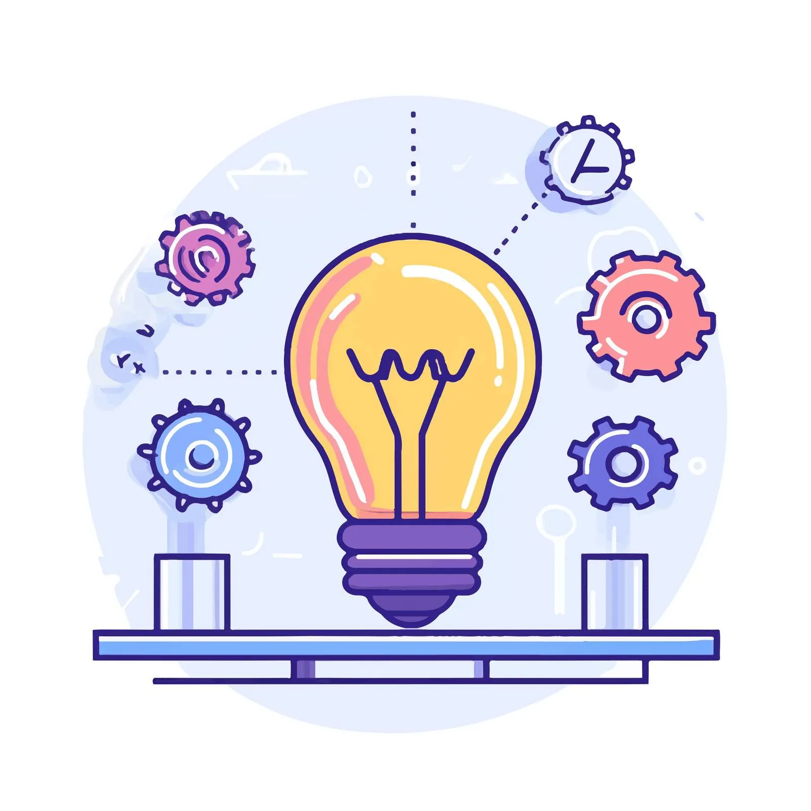 Teamwork Concept with Gears and Ideas Illustration — free download from Dotvec