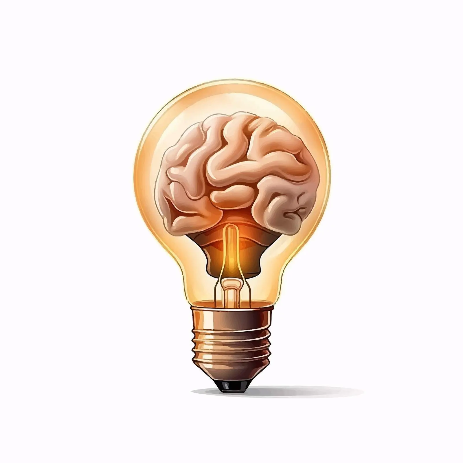 Brain Illustration with Bulb Light Cartoon Vector — free download from Dotvec