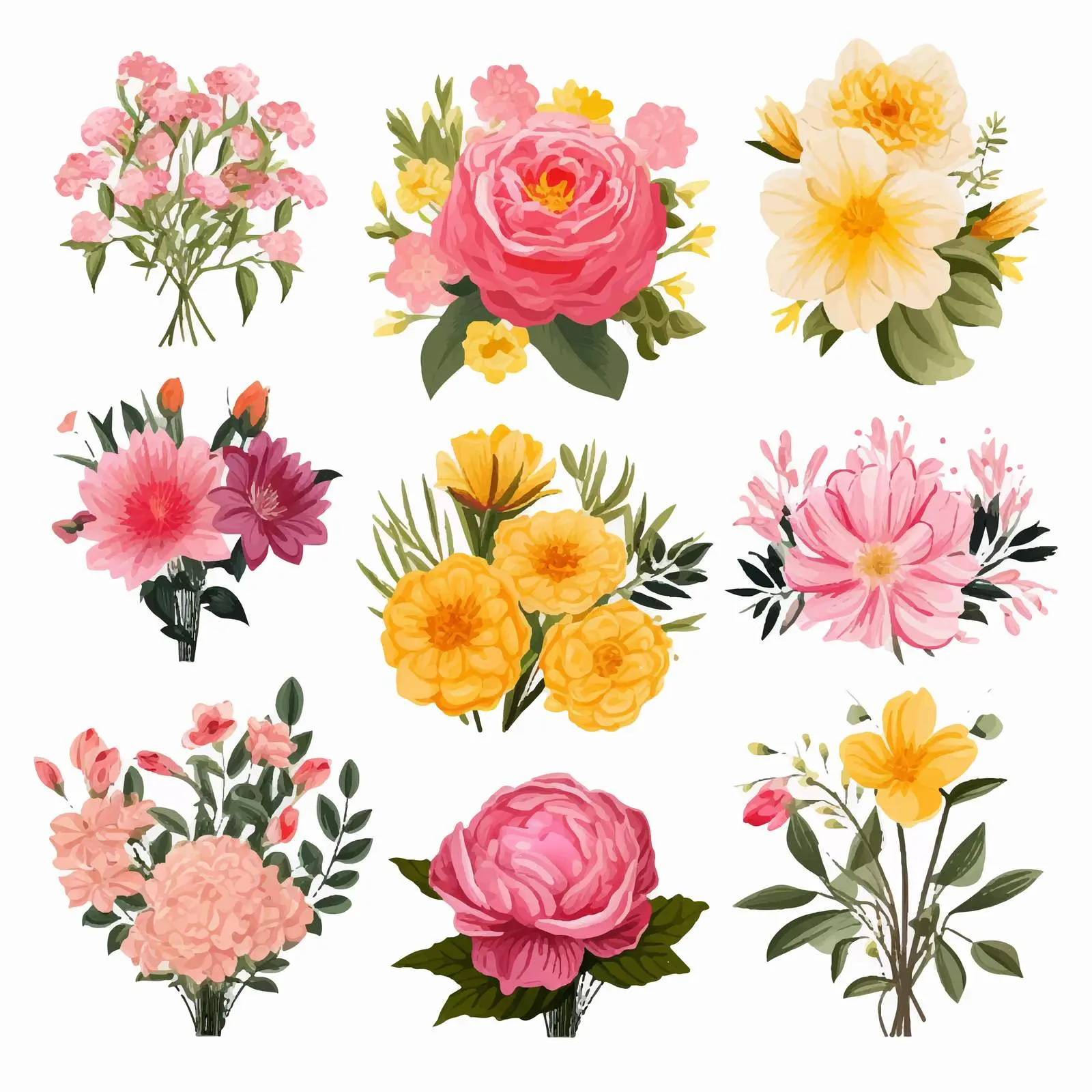 Beautiful Yellow and Pink Flower Bouquets — free download from Dotvec