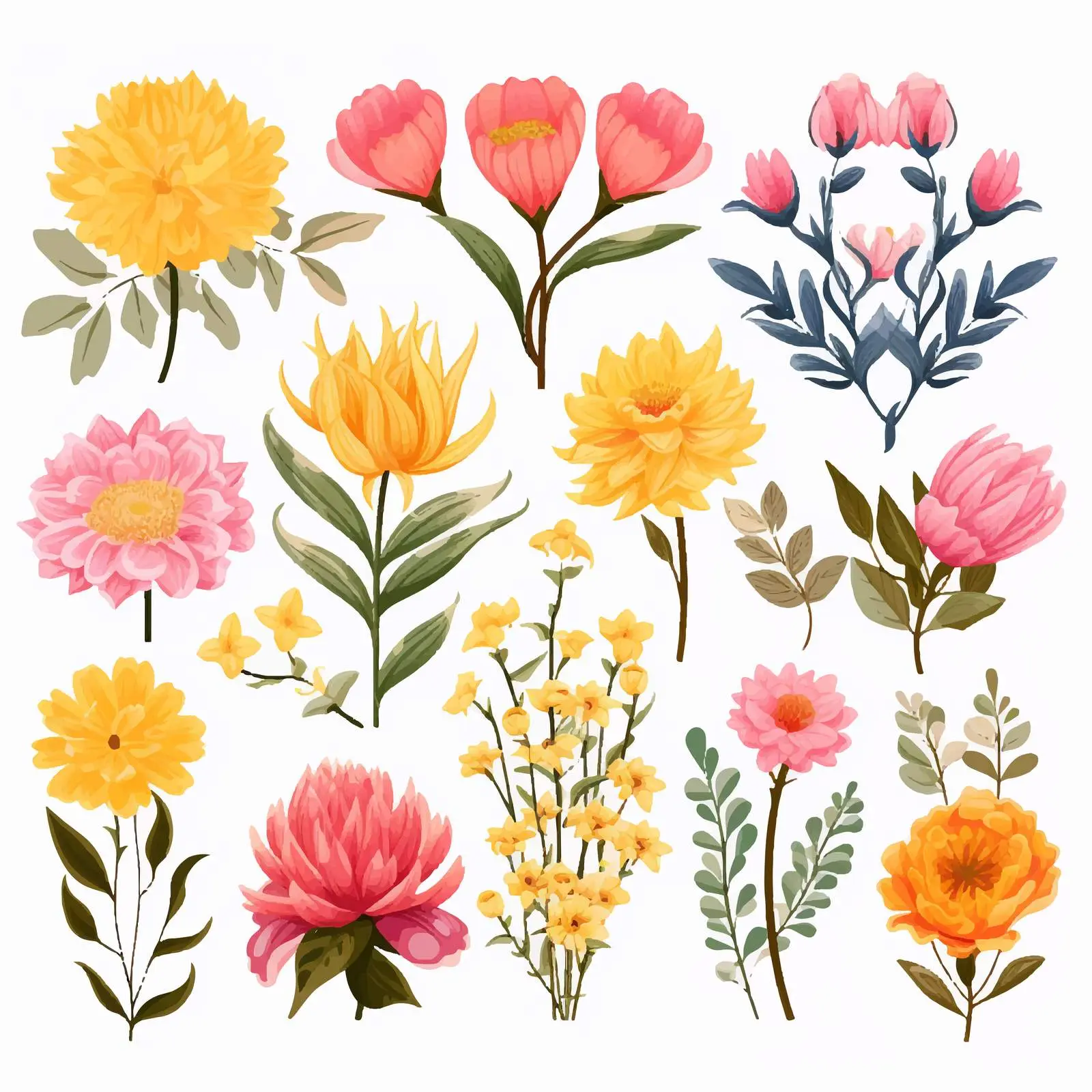 Charming Yellow and Pink Flower Bouquets — free download from Dotvec