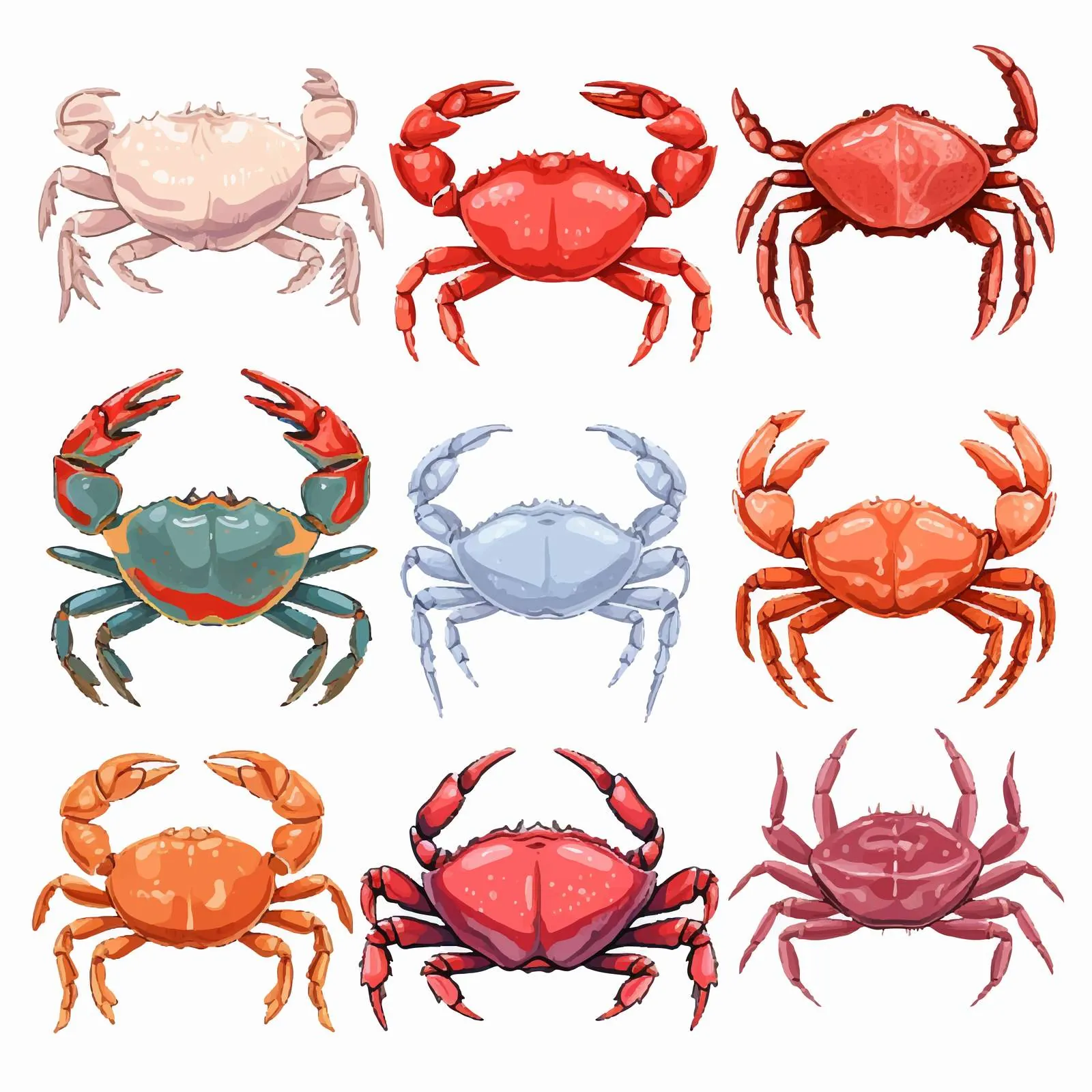 Colorful Crab Illustrations Collection – free colorful drawings image from Dotvec