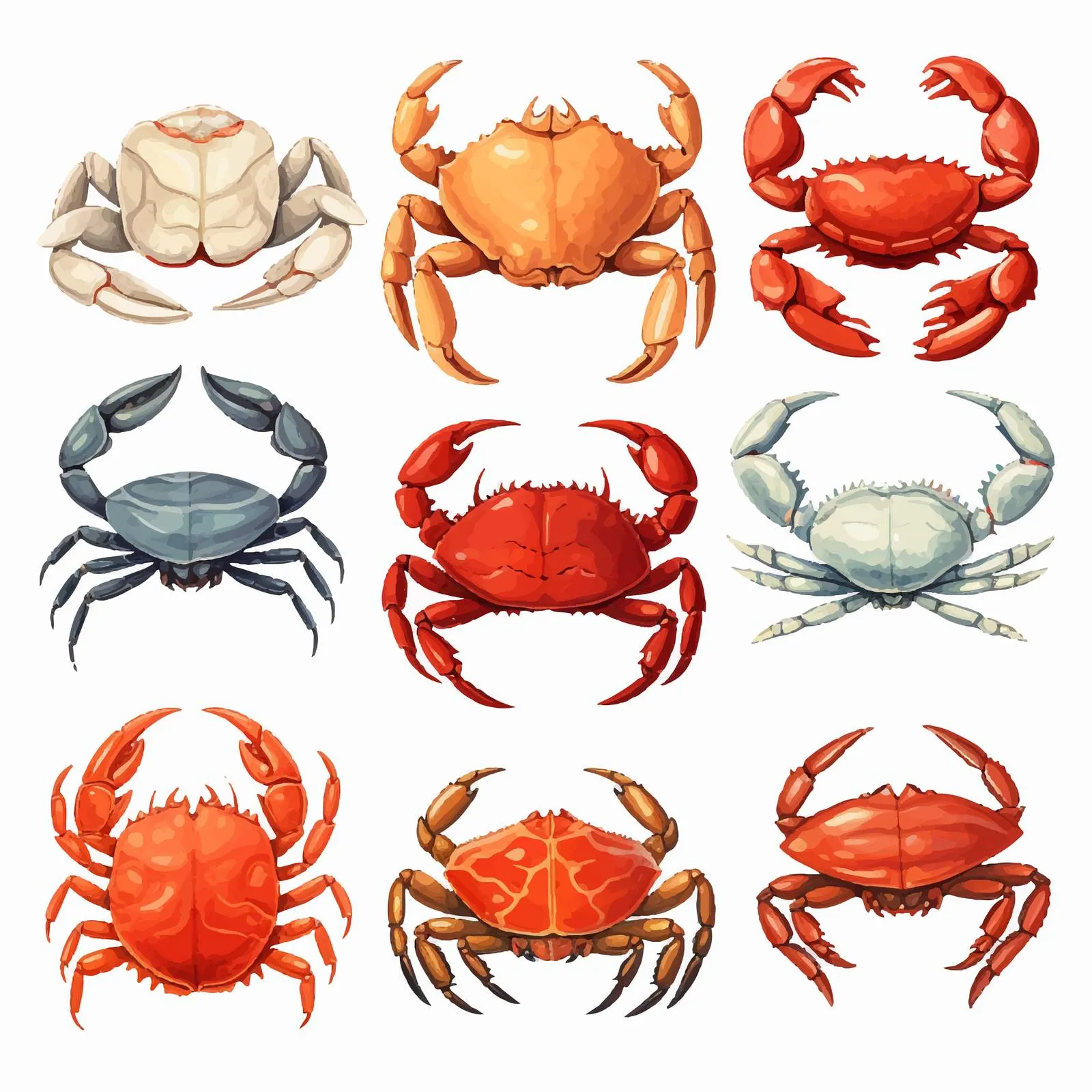 Colorful Vector Drawings of Various Crabs – free colorful drawings image from Dotvec