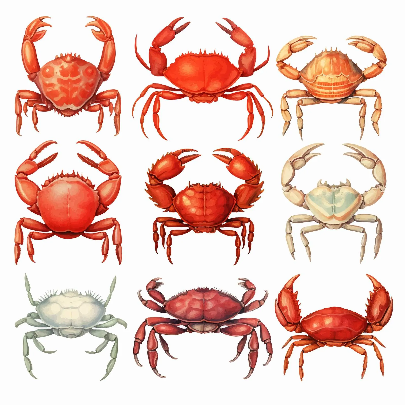 Colorful Crab Vector Illustrations Collection — free download from Dotvec
