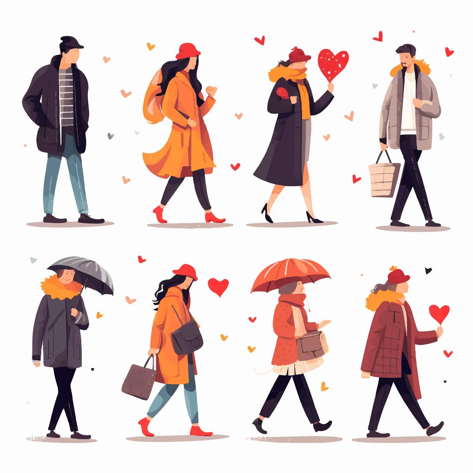 Couples in Seasonal Outfits Walking Outdoors — free download from Dotvec