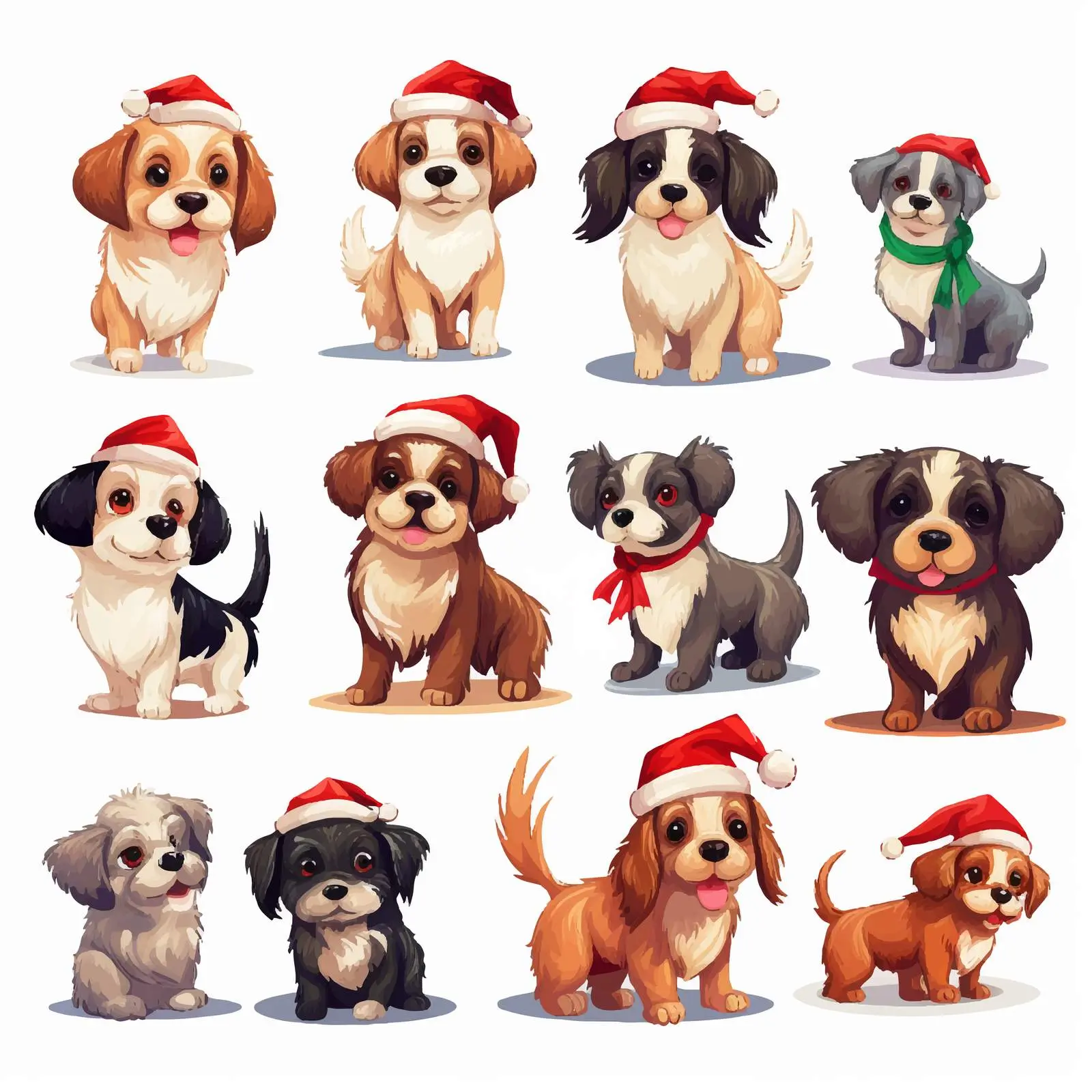 Cute Christmas Dogs in Festive Outfits — free download from Dotvec
