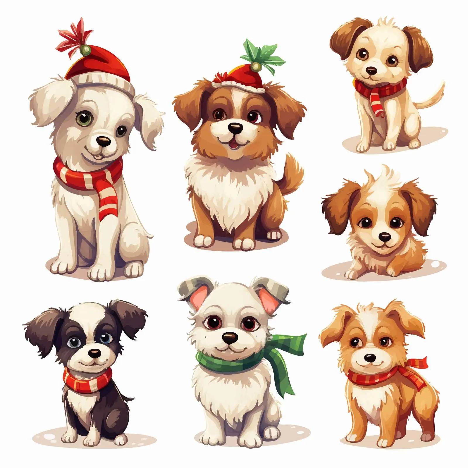 Adorable Christmas Dogs in Festive Attire – free dog portraits image from Dotvec