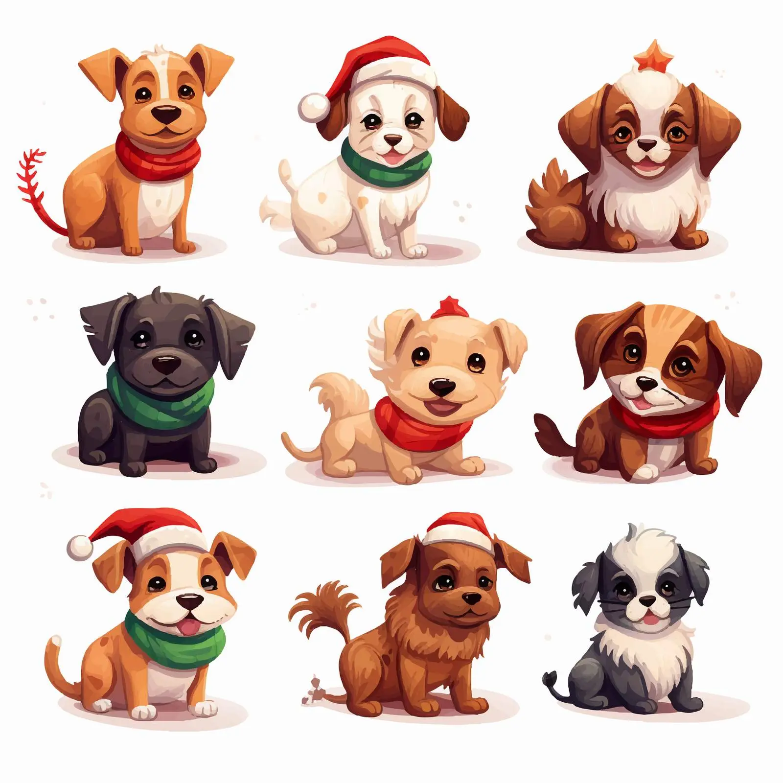 Cute Dogs in Christmas Attire Vector Art — free download from Dotvec