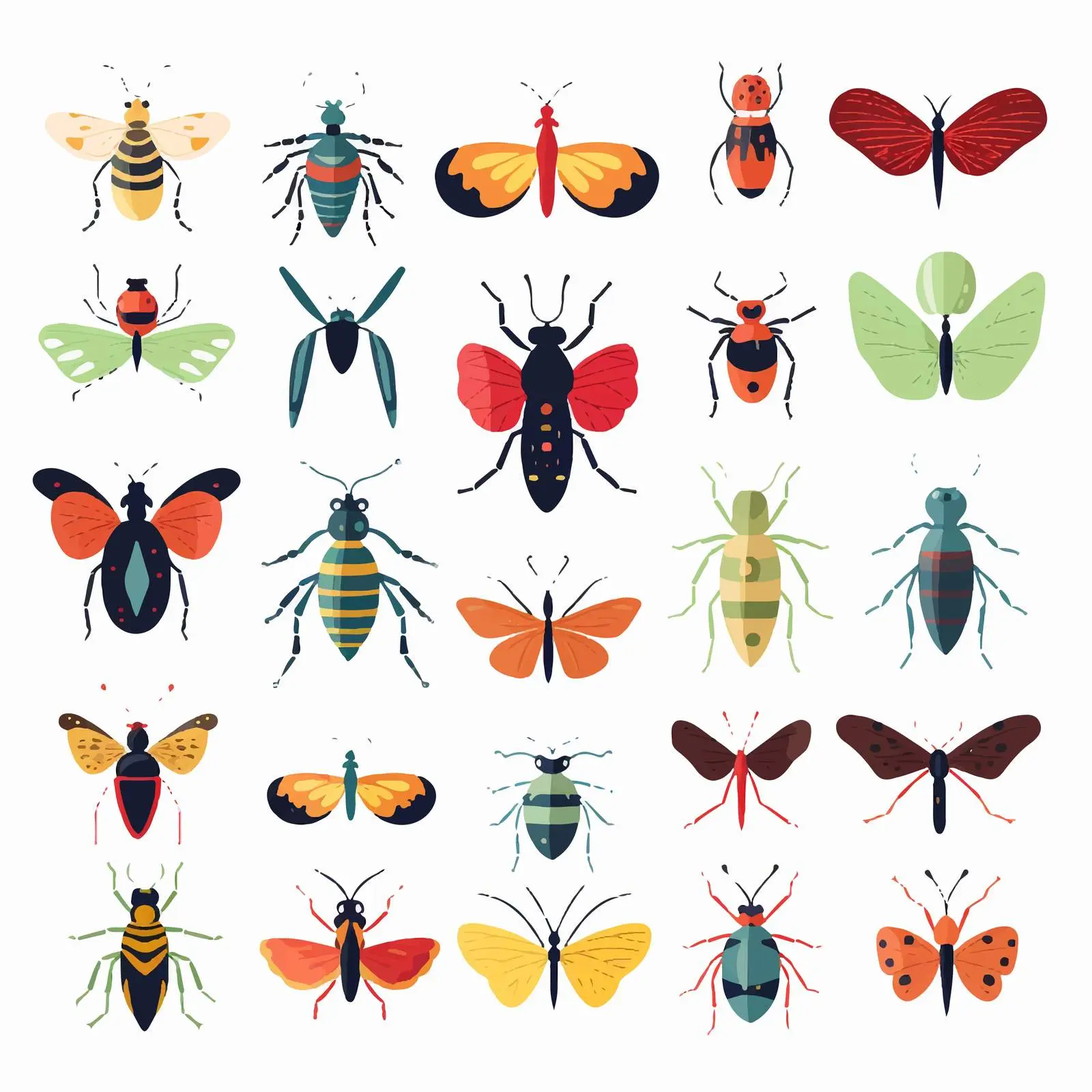 Colorful Geometric Insect Vector Collection — free download from Dotvec