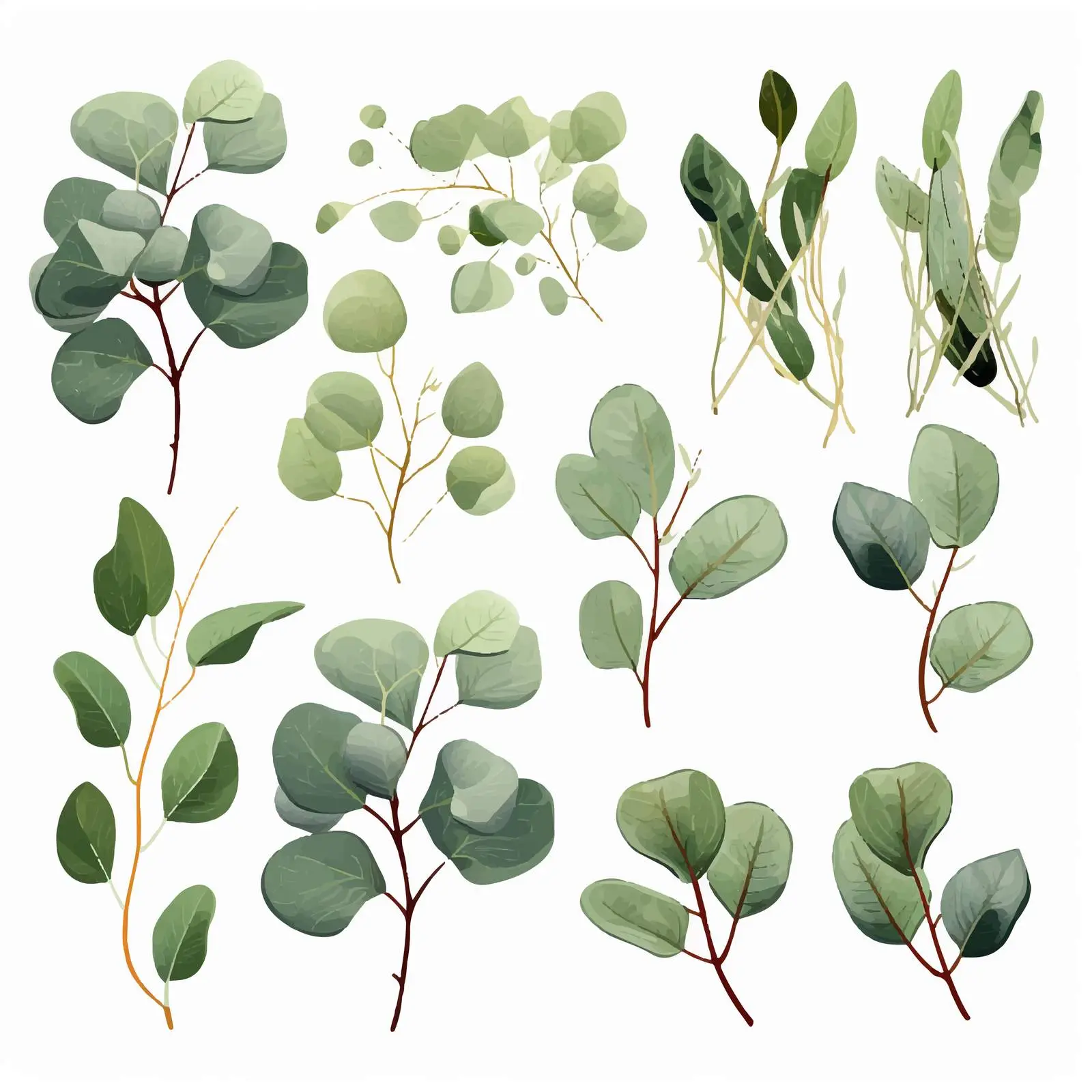 Elegant Eucalyptus Drawings Collection — free download from Dotvec
