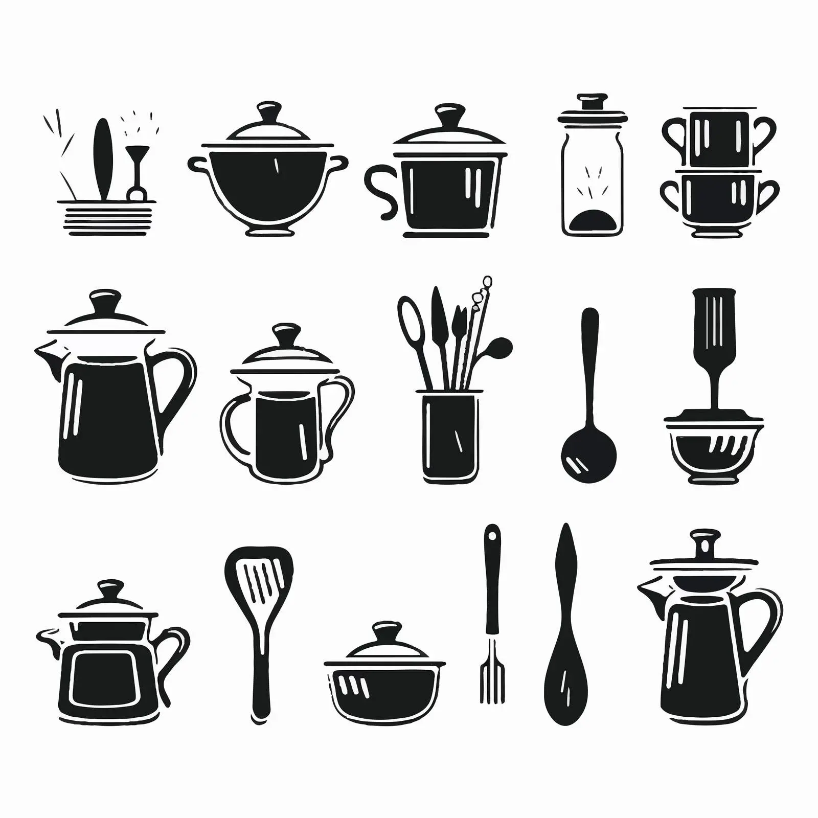Set of Black Glassware and Cookware — free download from Dotvec