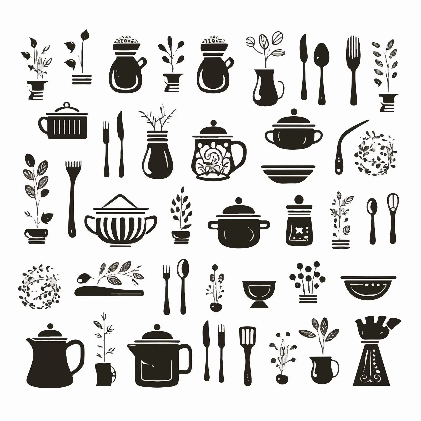 Stylish Black Glassware and Cookware Set — free download from Dotvec