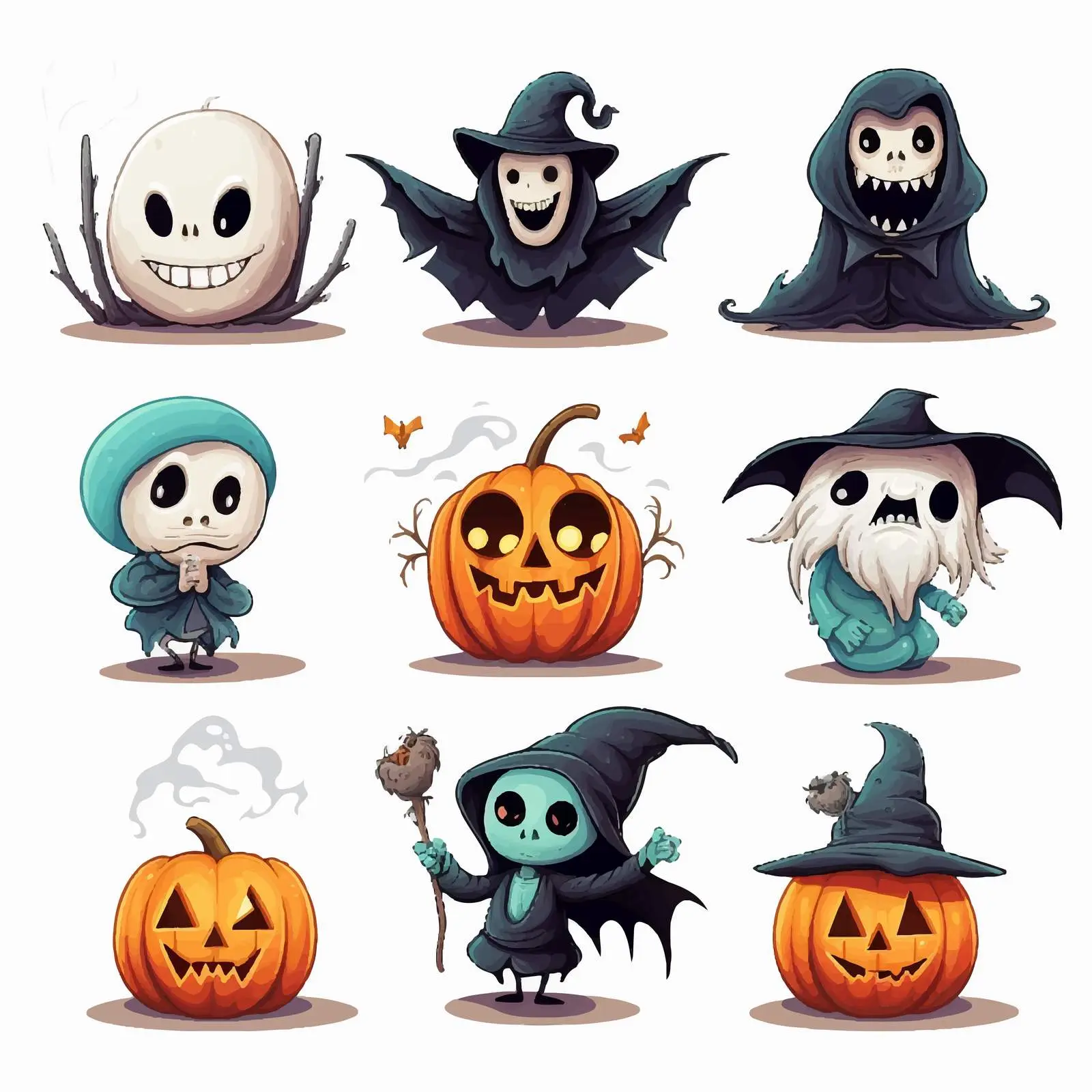 Funny and Spooky Halloween Cartoon Scenes — free download from Dotvec