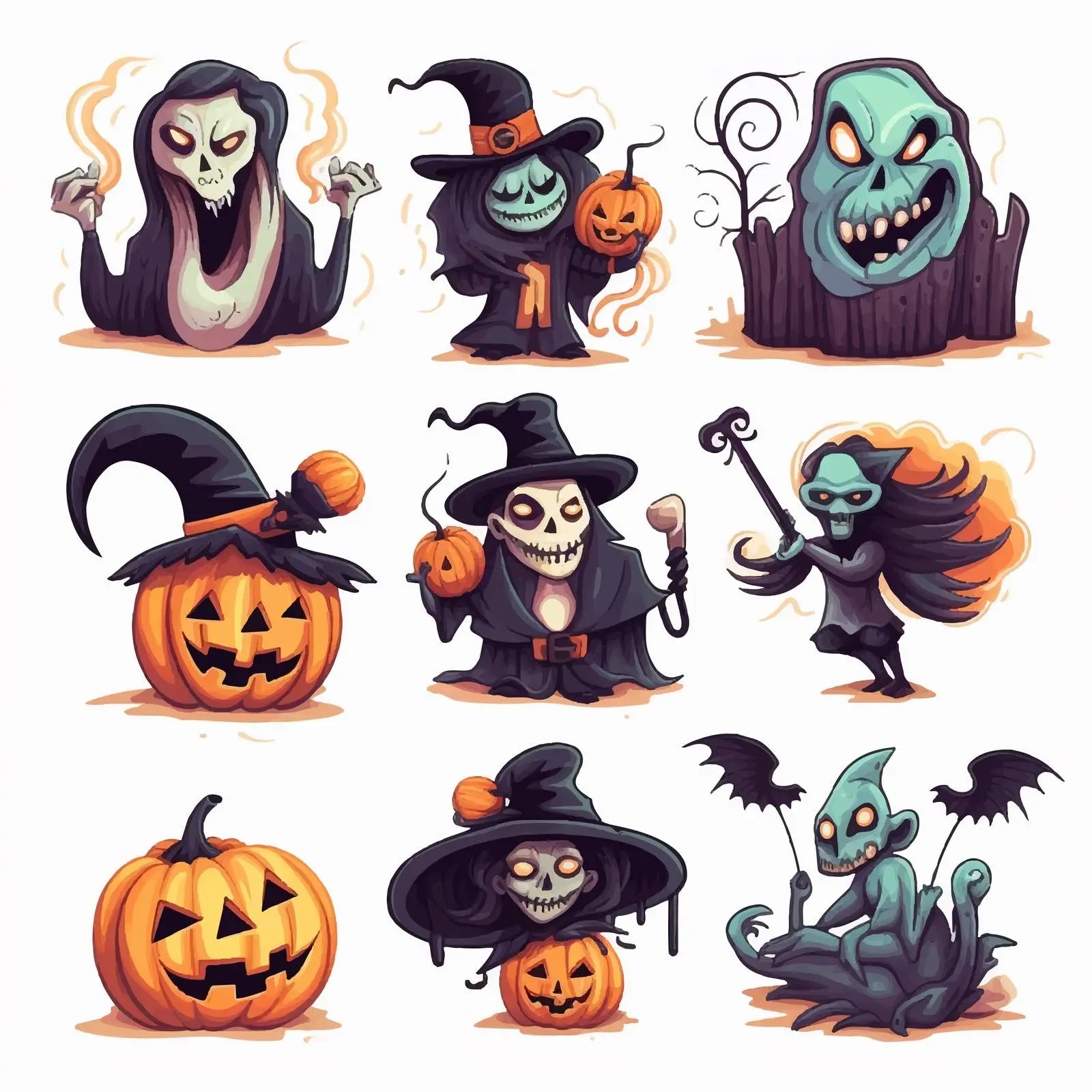 Funny Spooky Halloween Cartoon Scenes Bundle – free vampire image from Dotvec