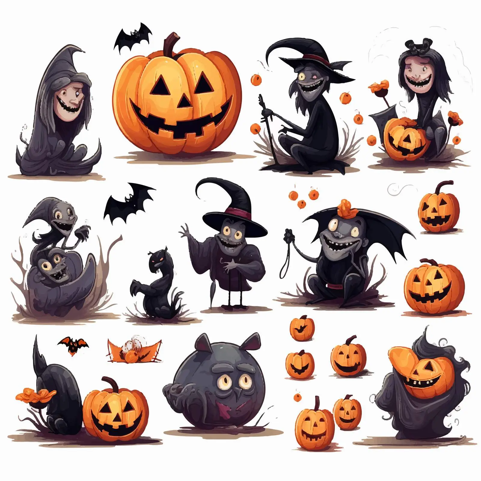 Funny Spooky Halloween Cartoon Scenes Bundle – free vampire image from Dotvec