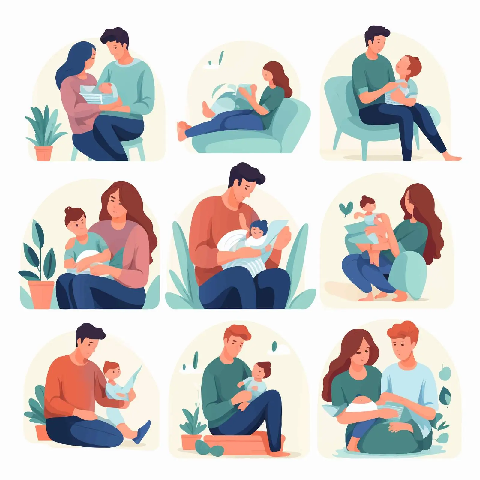 Happy Loving Family Scenes for Good Parenting — free download from Dotvec