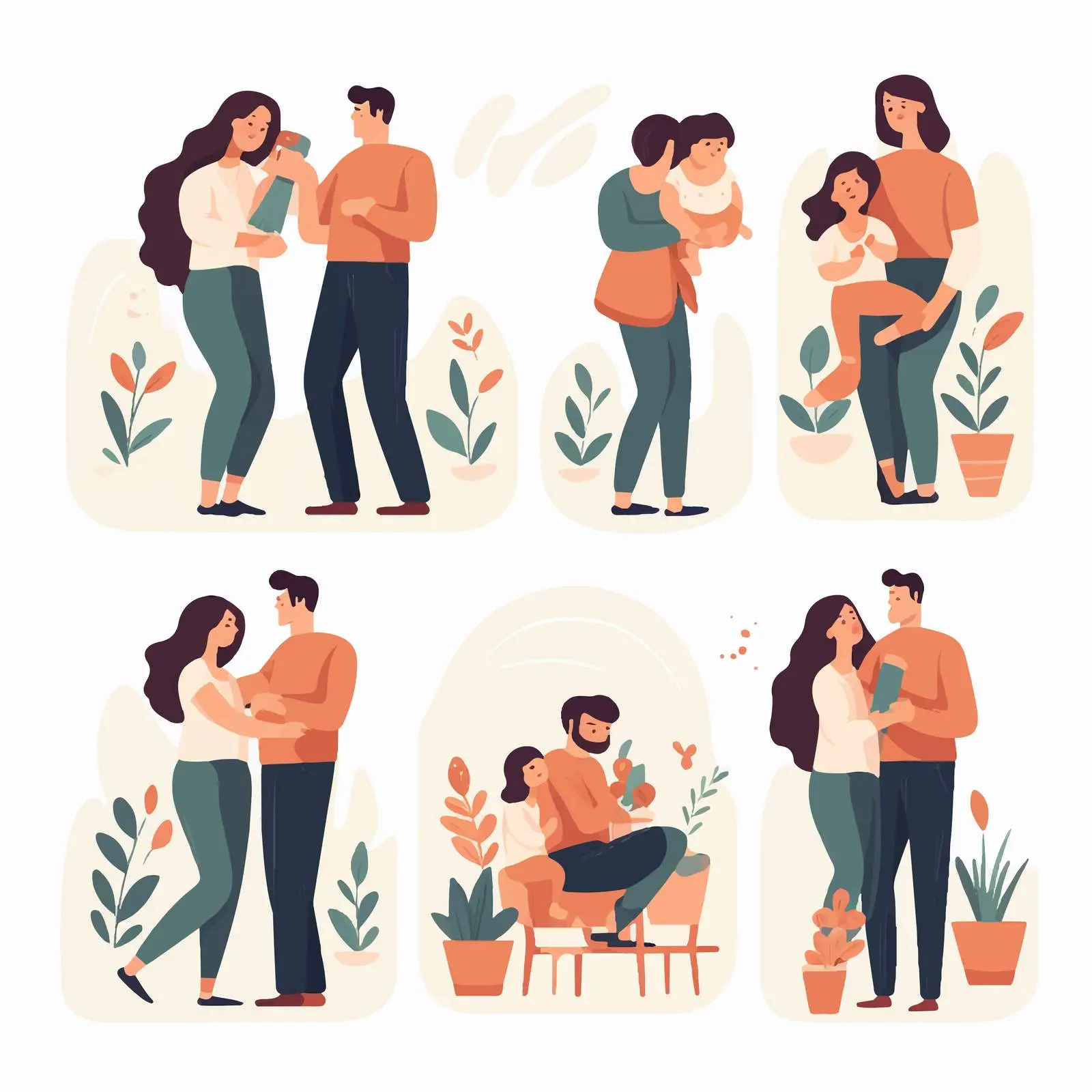 Happy Family Scenes with Good Parenting Themes — free download from Dotvec