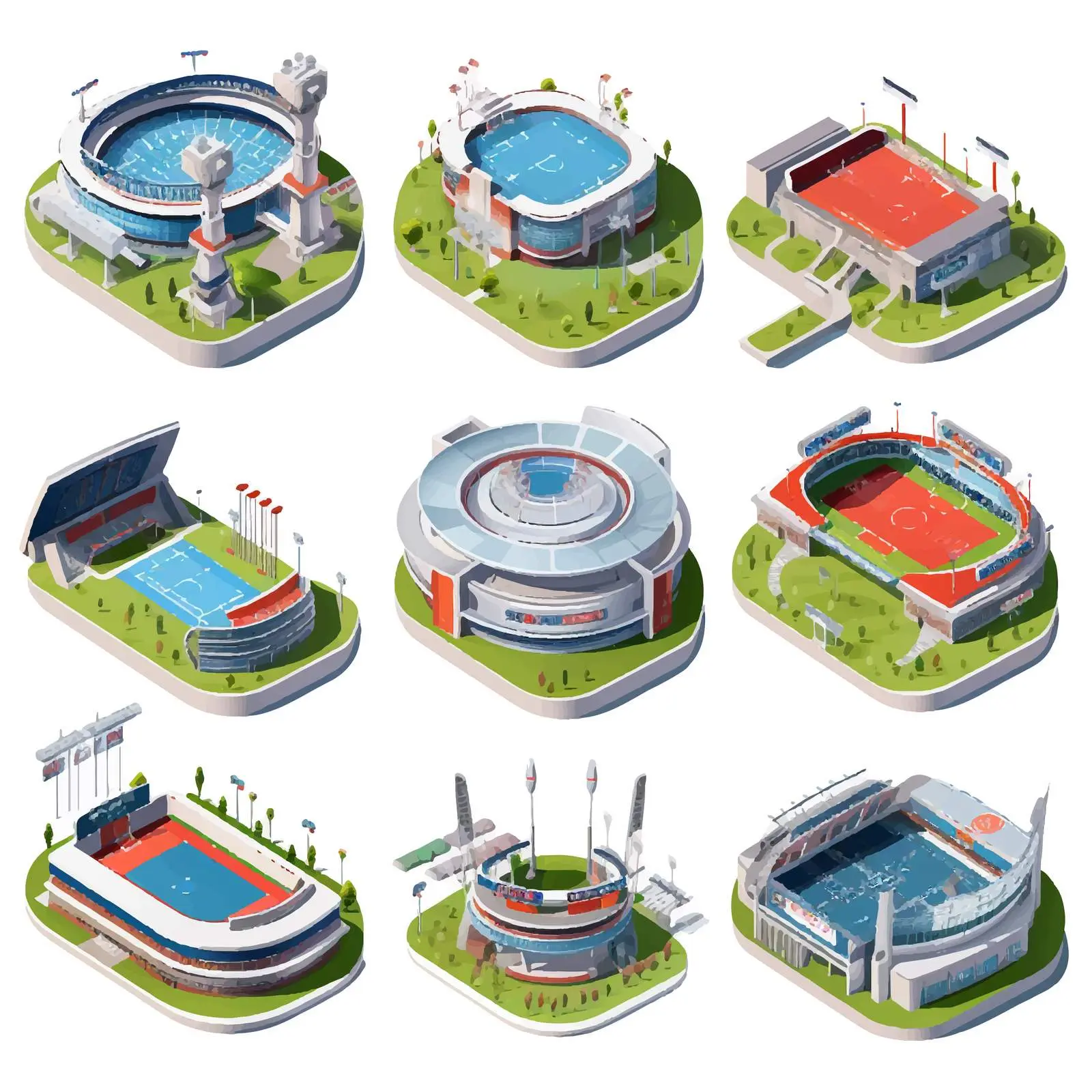 Isometric Stadiums for Various Sports — free download from Dotvec