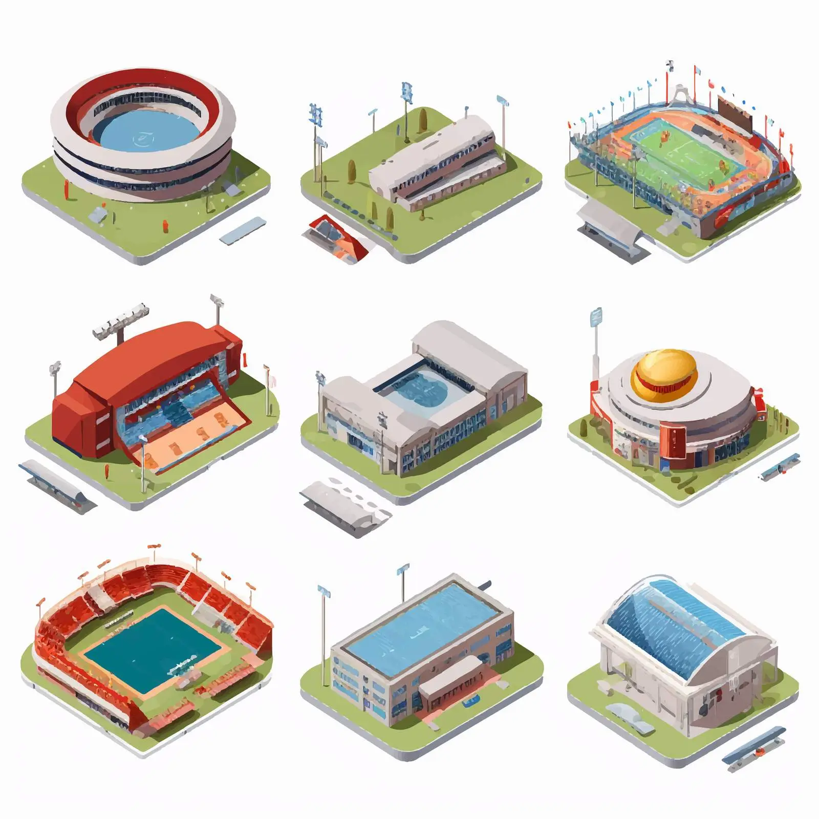 Isometric Stadiums for Various Sports — free download from Dotvec