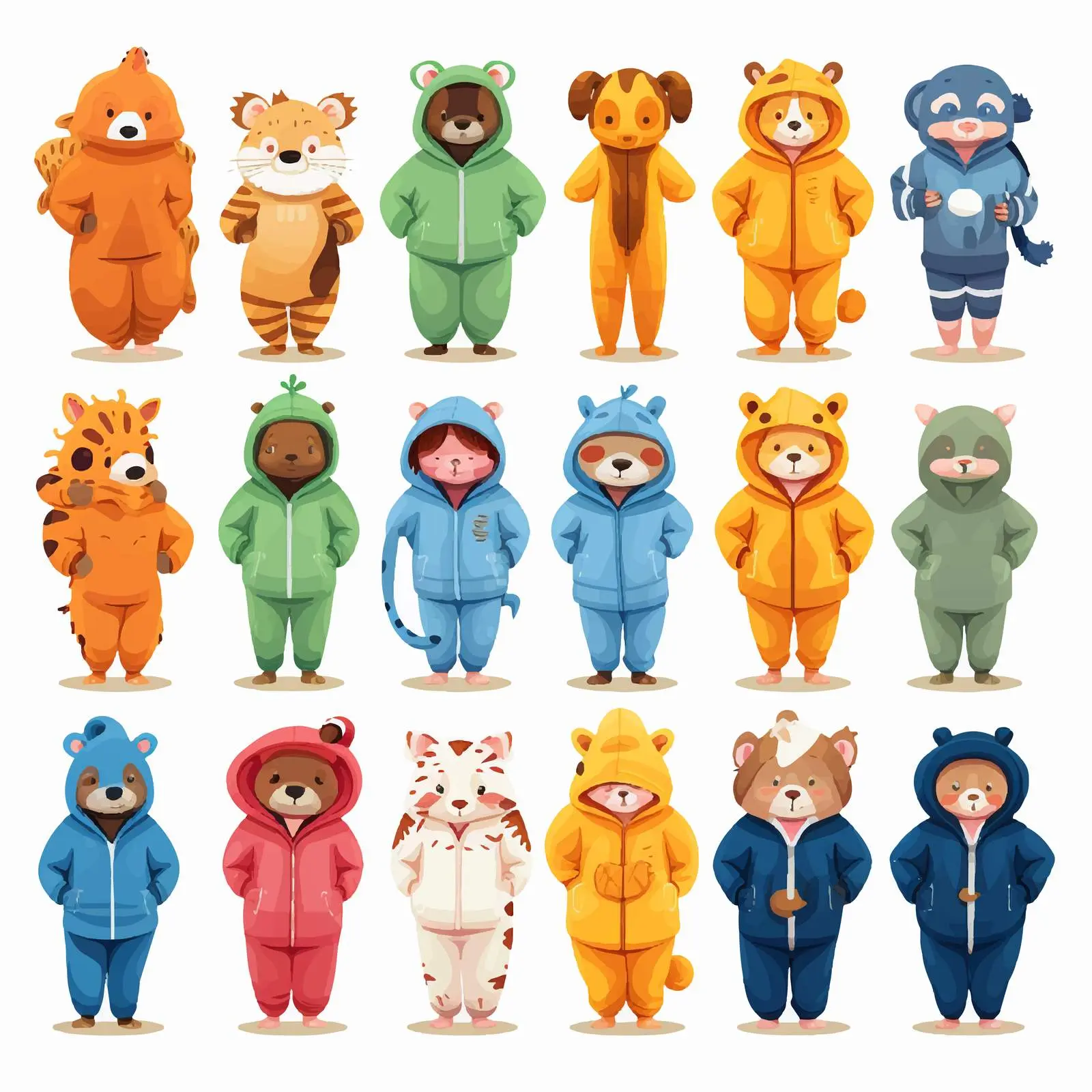 Diverse Group in Colorful Onesies Vectors — free download from Dotvec