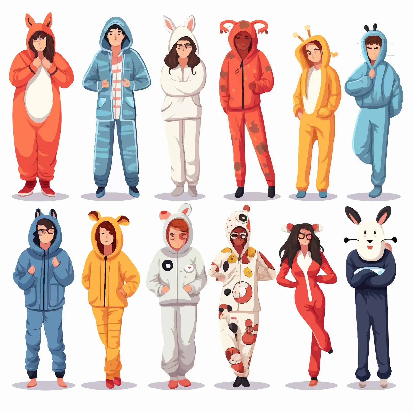 Diverse People in Onesies Vectors Collection — free download from Dotvec