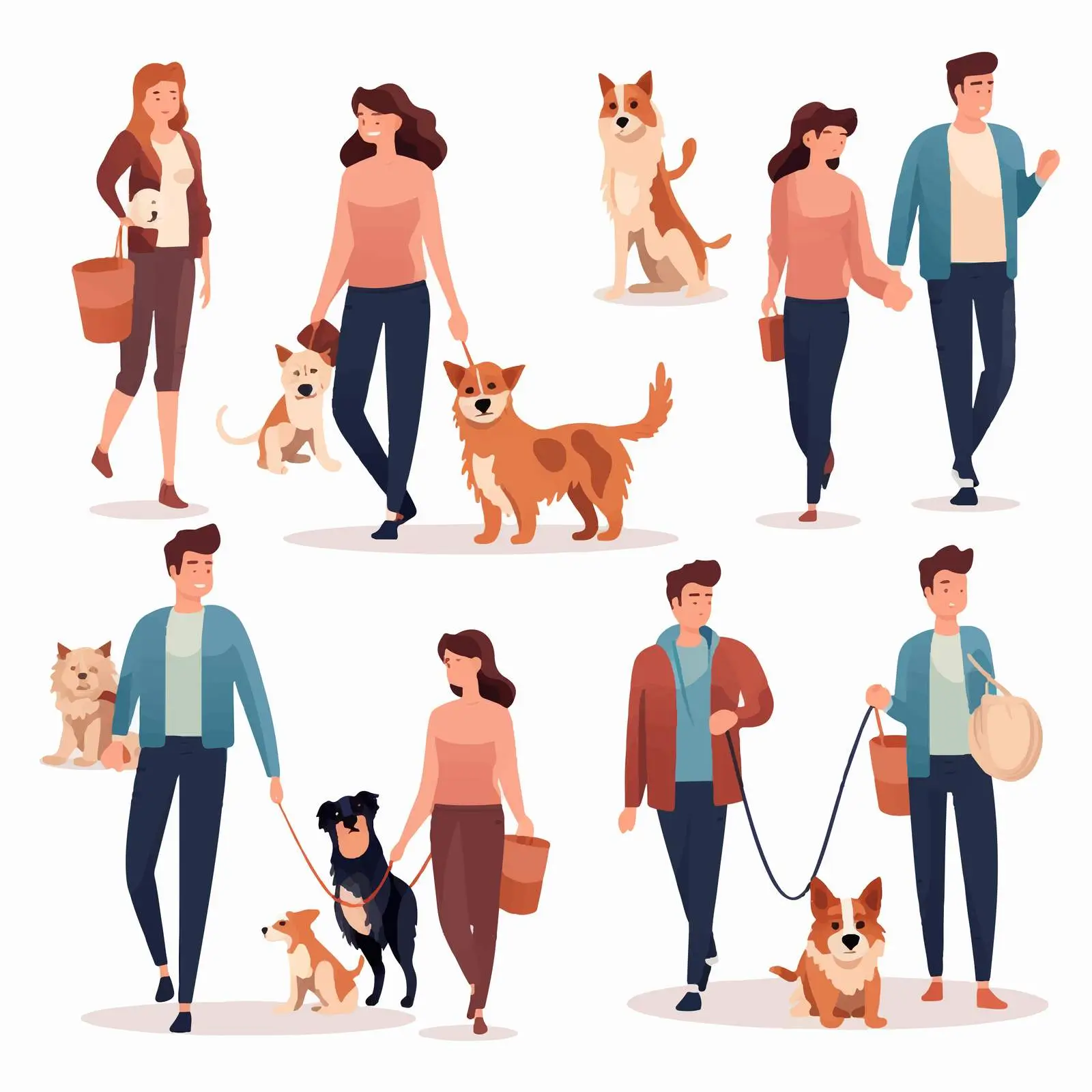 Pet Owners Group Collection on White Background — free download from Dotvec