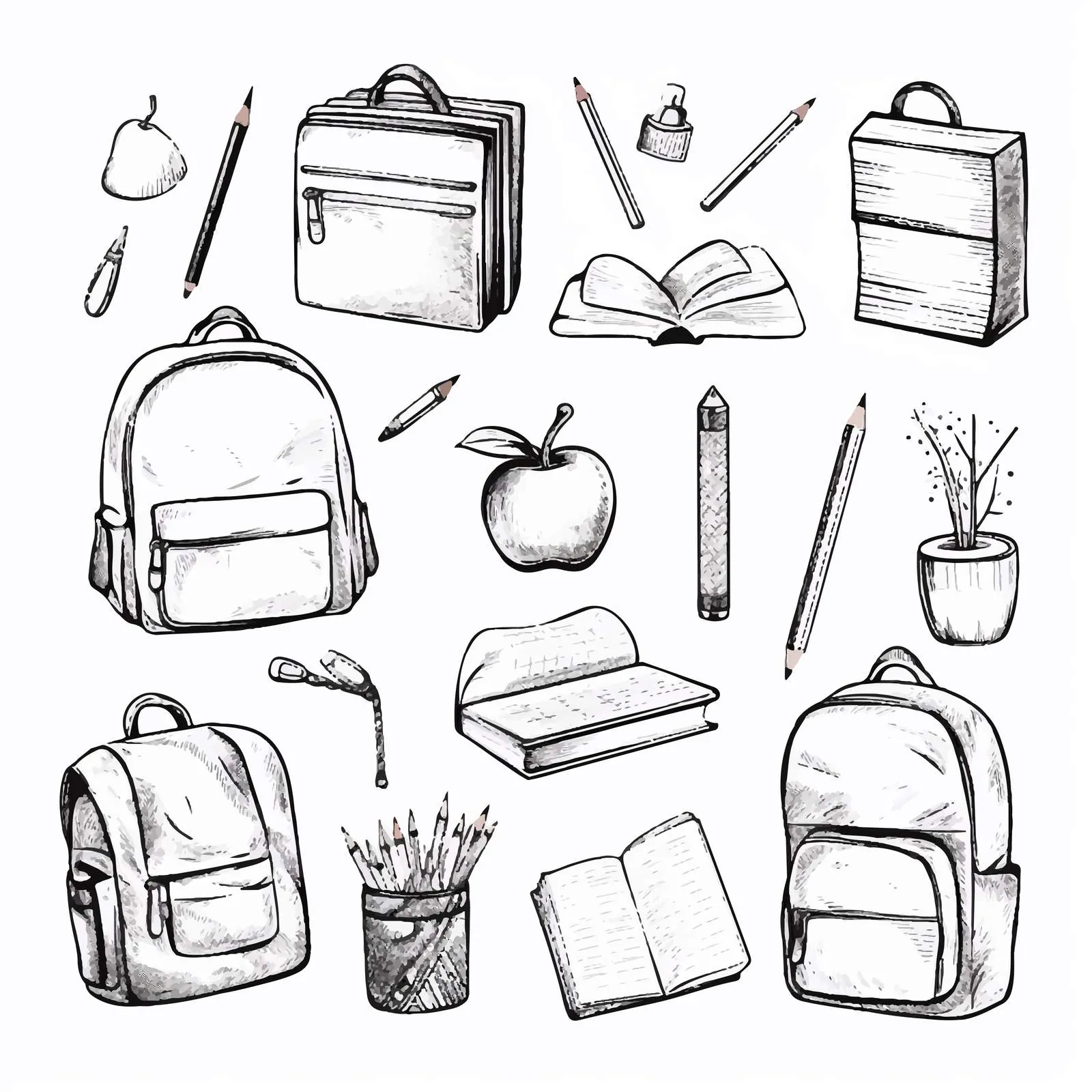 Hand-Drawn School Supplies Vector Collection — free download from Dotvec