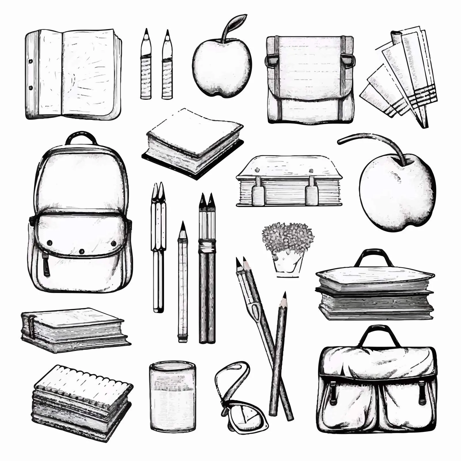 Hand-Drawn School Supplies Vector Collection — free download from Dotvec
