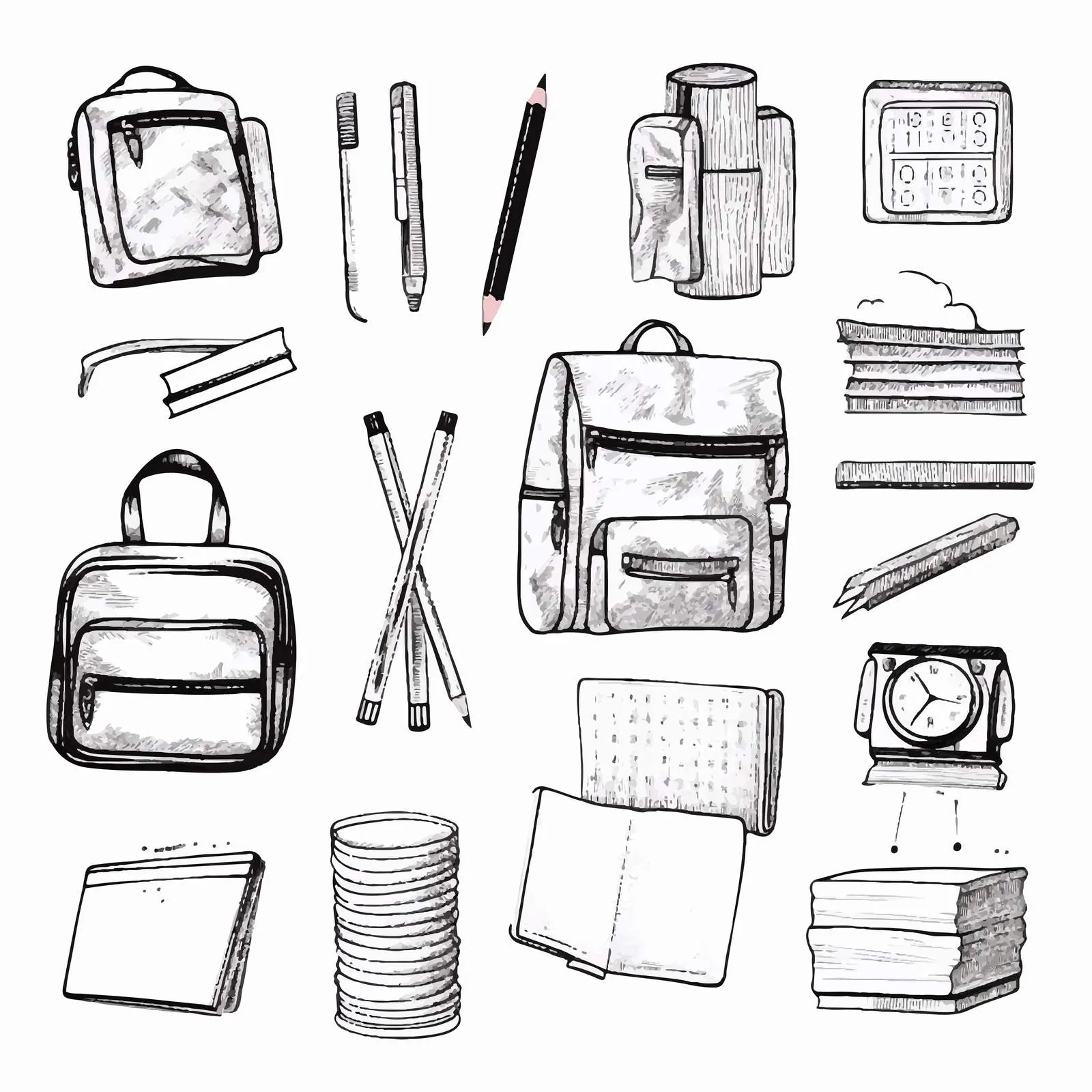 Hand-Drawn School Supplies Bundle Vector — free download from Dotvec