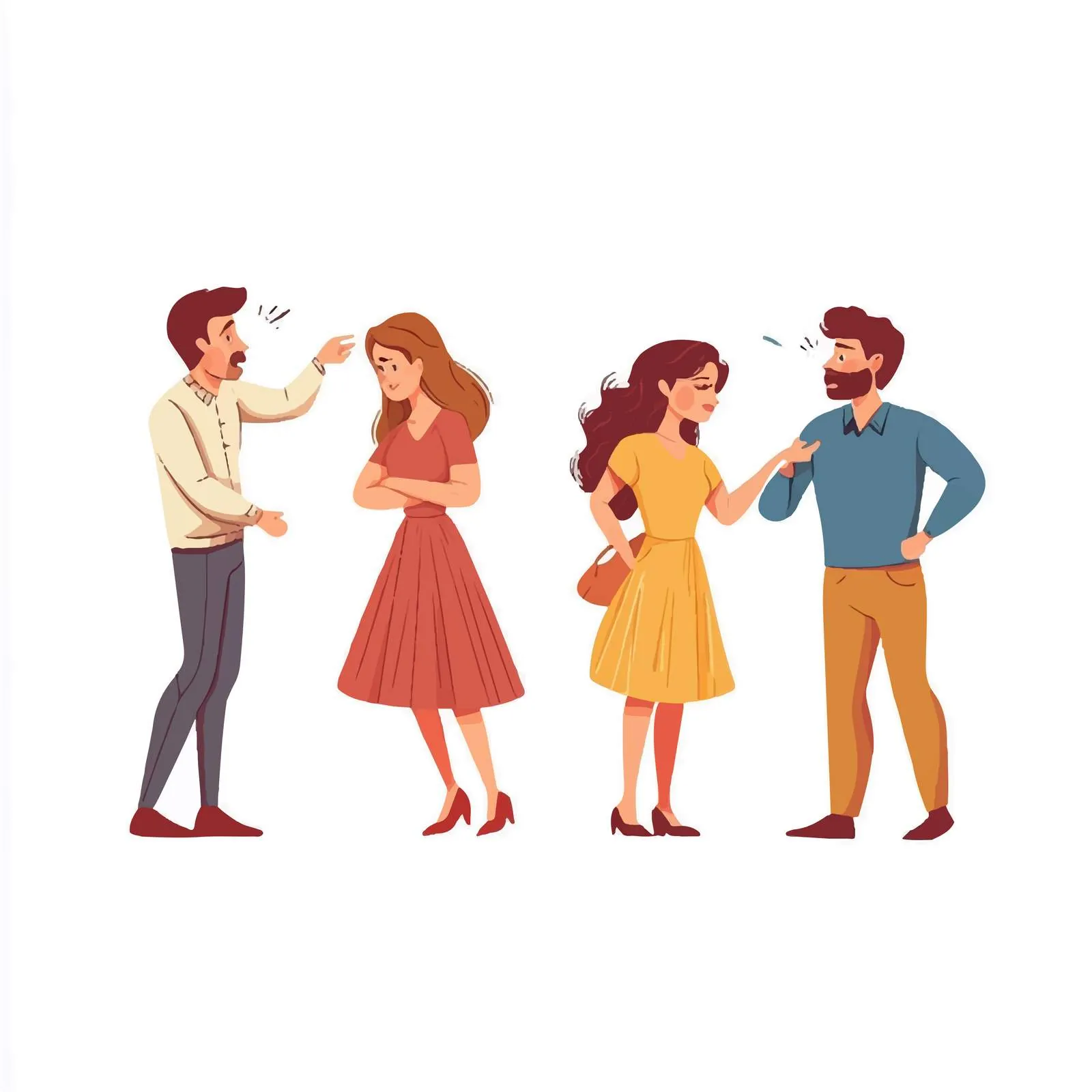 Couples in Conflict Vector Illustration — free download from Dotvec