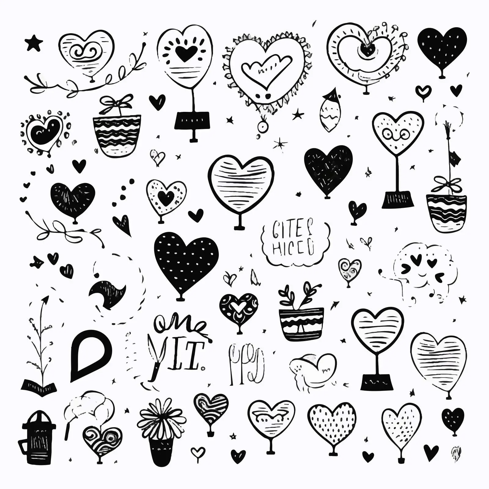 Trendy Monochrome Valentine's Day Letterings Bundle — free download from Dotvec